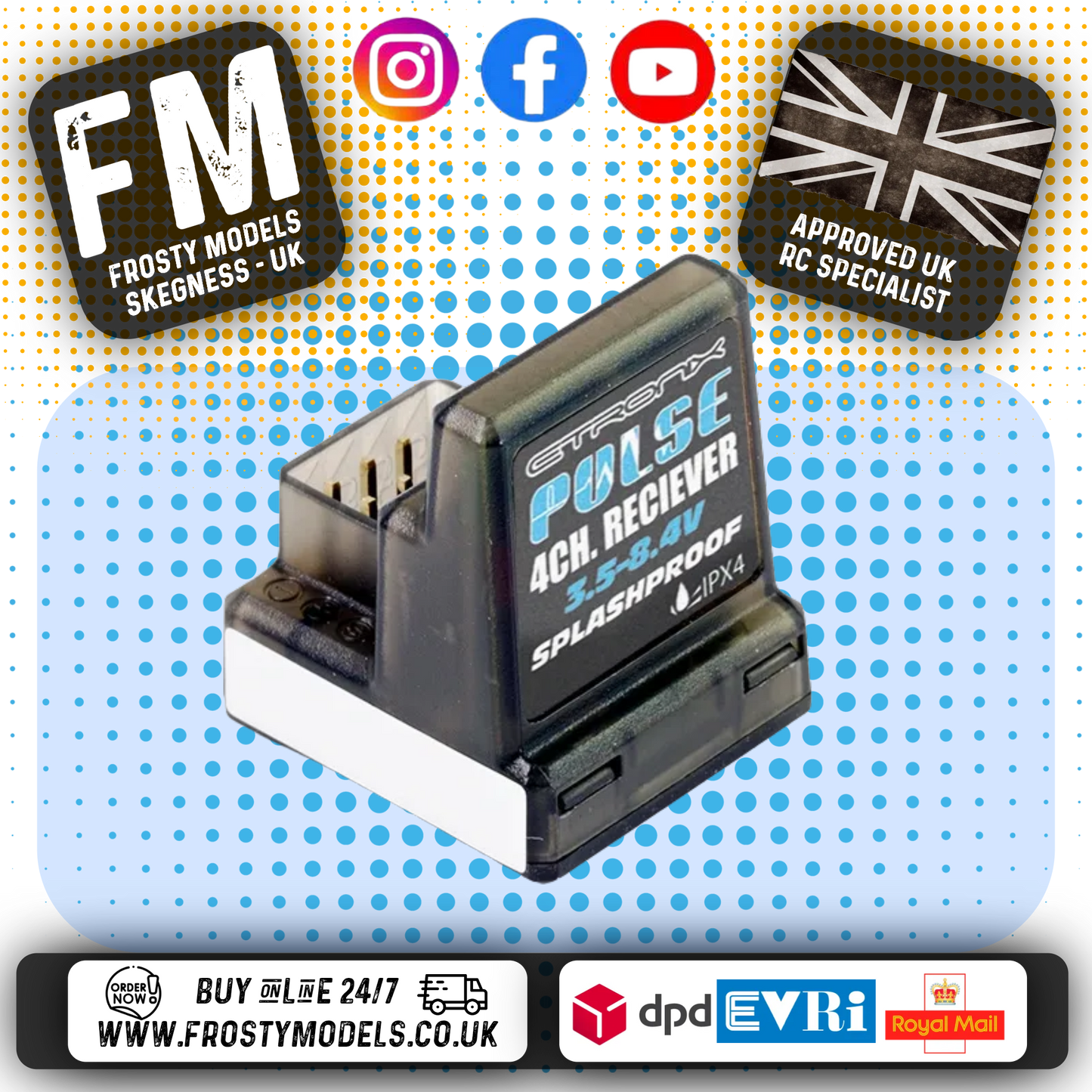 ETRONIX - PULSE 4CH 2.4GHZ ANTENNALESS RECEIVER (For ET1096) - (Part ET1061)