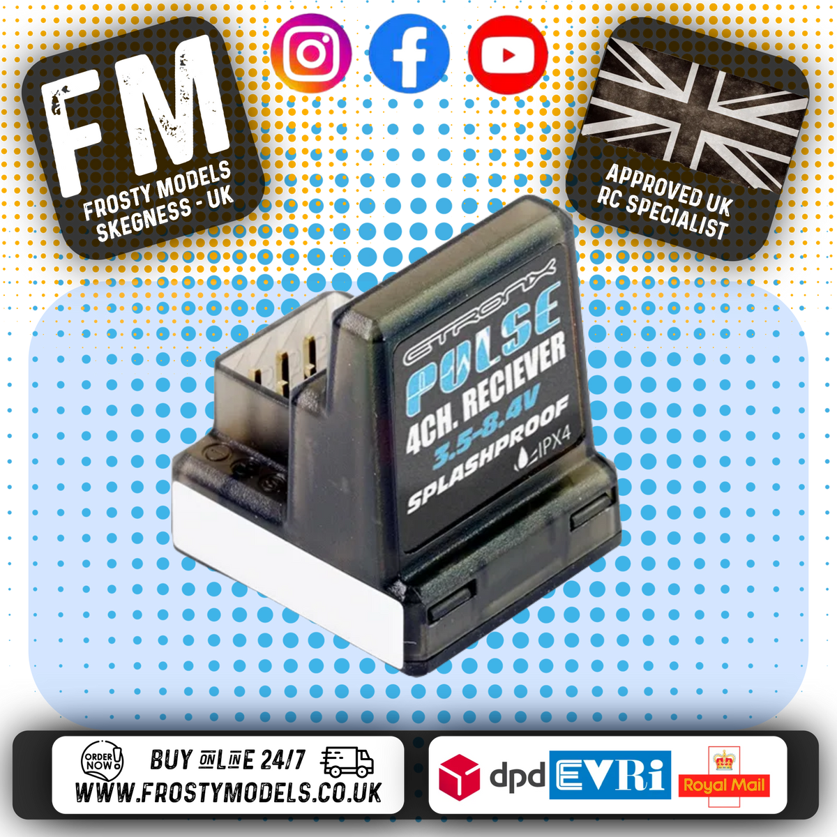 ETRONIX - PULSE 4CH 2.4GHZ ANTENNALESS RECEIVER (For ET1096) - (Part ET1061)