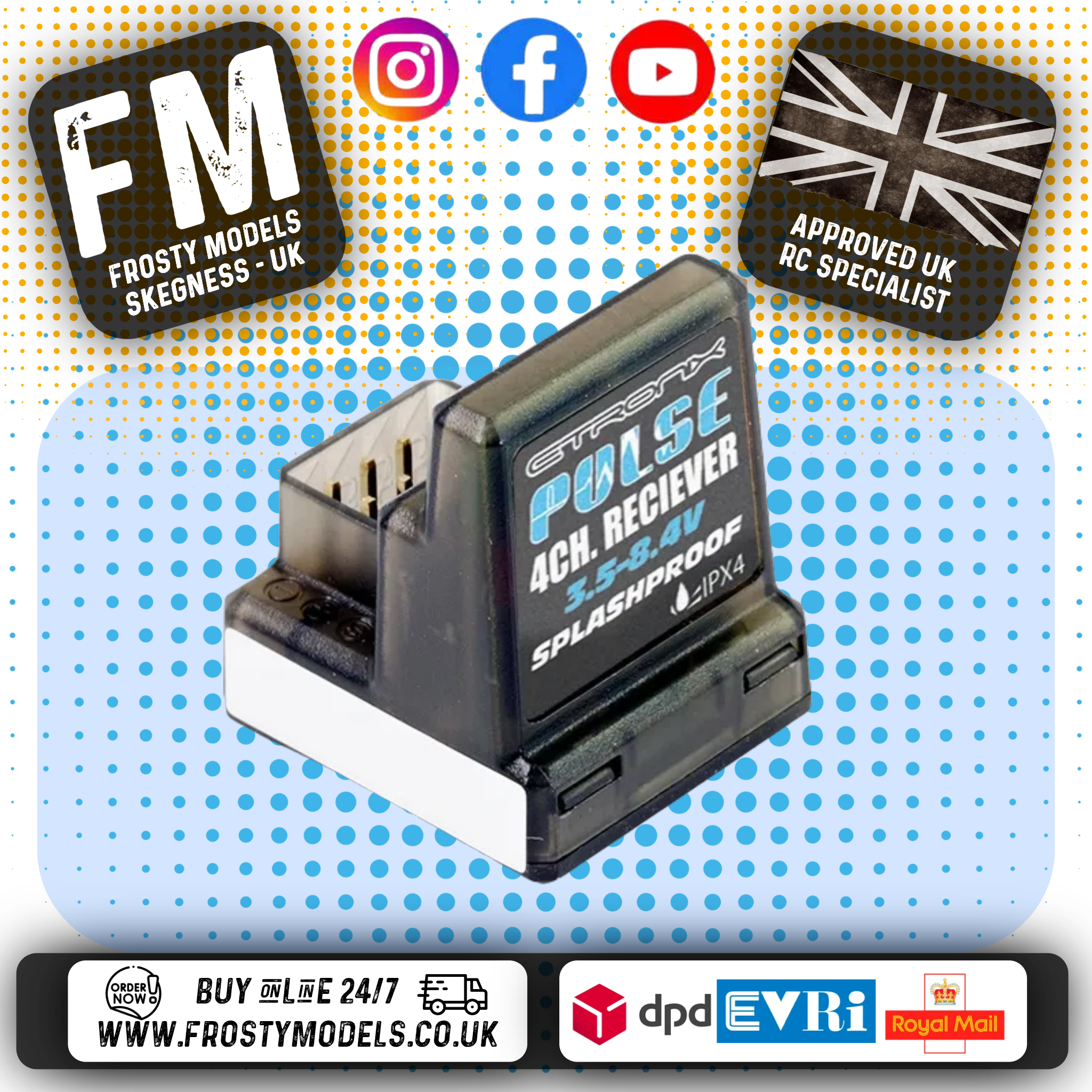 ETRONIX - PULSE 4CH 2.4GHZ ANTENNALESS RECEIVER (For ET1096) - (Part ET1061)