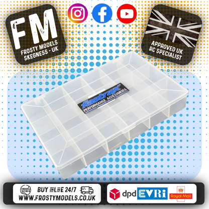 FASTRAX - RC PARTS/PINIONS/SCREWS BOX 275MMX180MM (18 SECTIONS) - FAST676-C
