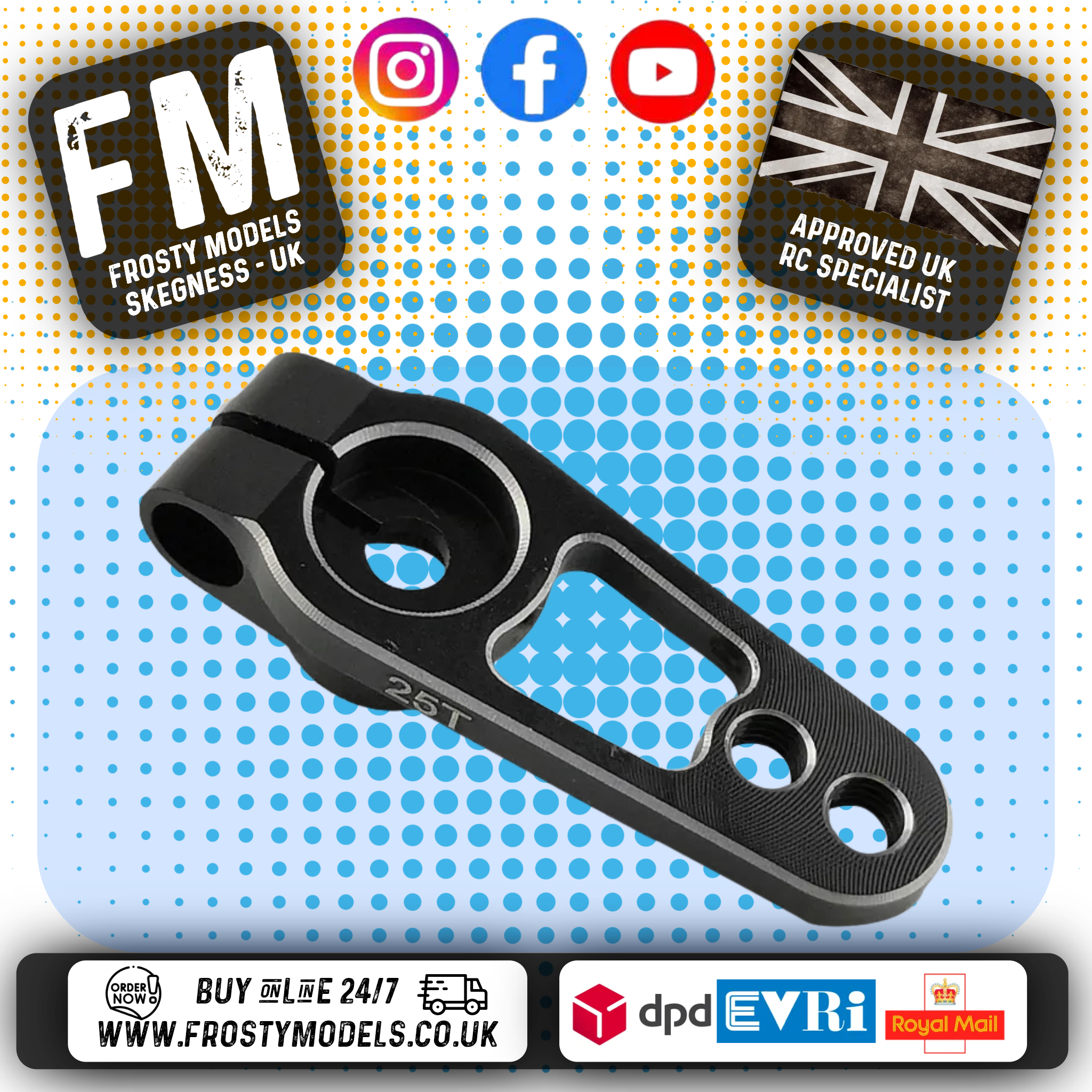 RC Overhaul - 25T Futaba/Savox/Etronix Aluminium Clamp Servo Horn (Black) G-RCO-UN010B