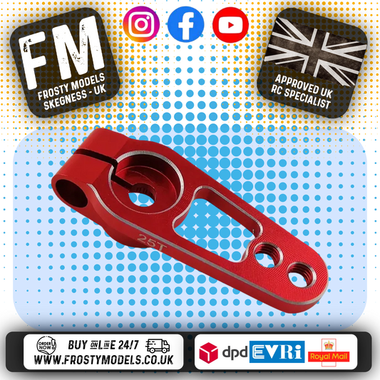 RC Overhaul - 25T Futaba/Savox/Etronix Aluminium Clamp Servo Horn (Red) G-RCO-UN010R