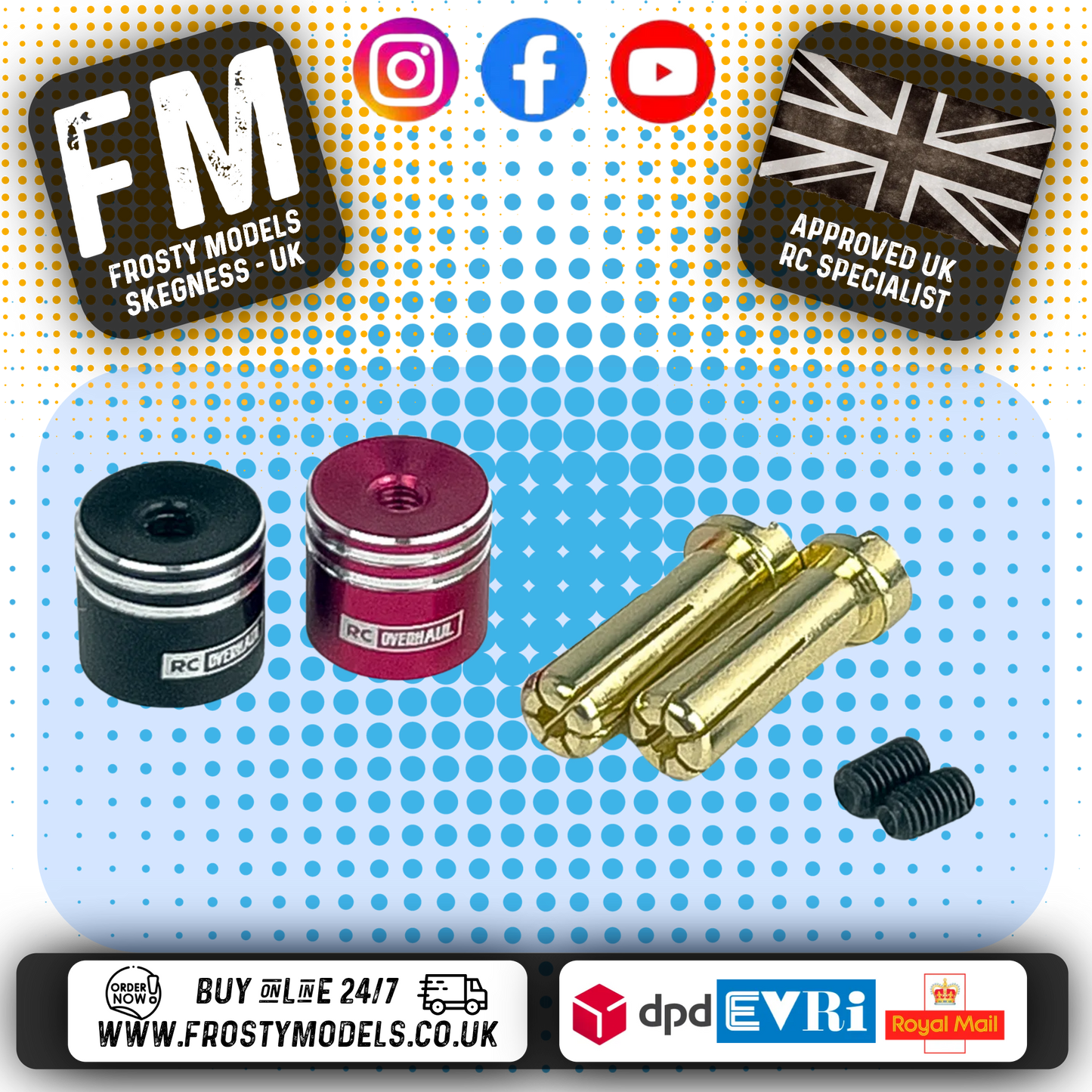 RC OVERHAUL - RC Large Heatsink 5mm Bullet Connectors (90degre Right Angle Plug) O-RCO-HSC5L