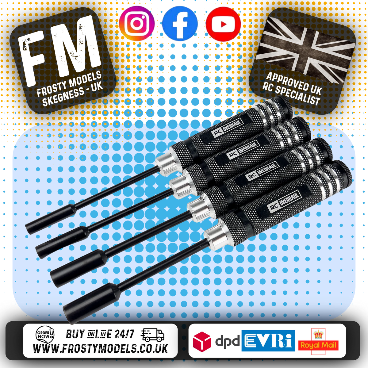 RC Overhaul - RC Tools Alloy Nut Driver Set 4mm/5.5mm/7mm/8mm (Black) T-RCO-TL002N