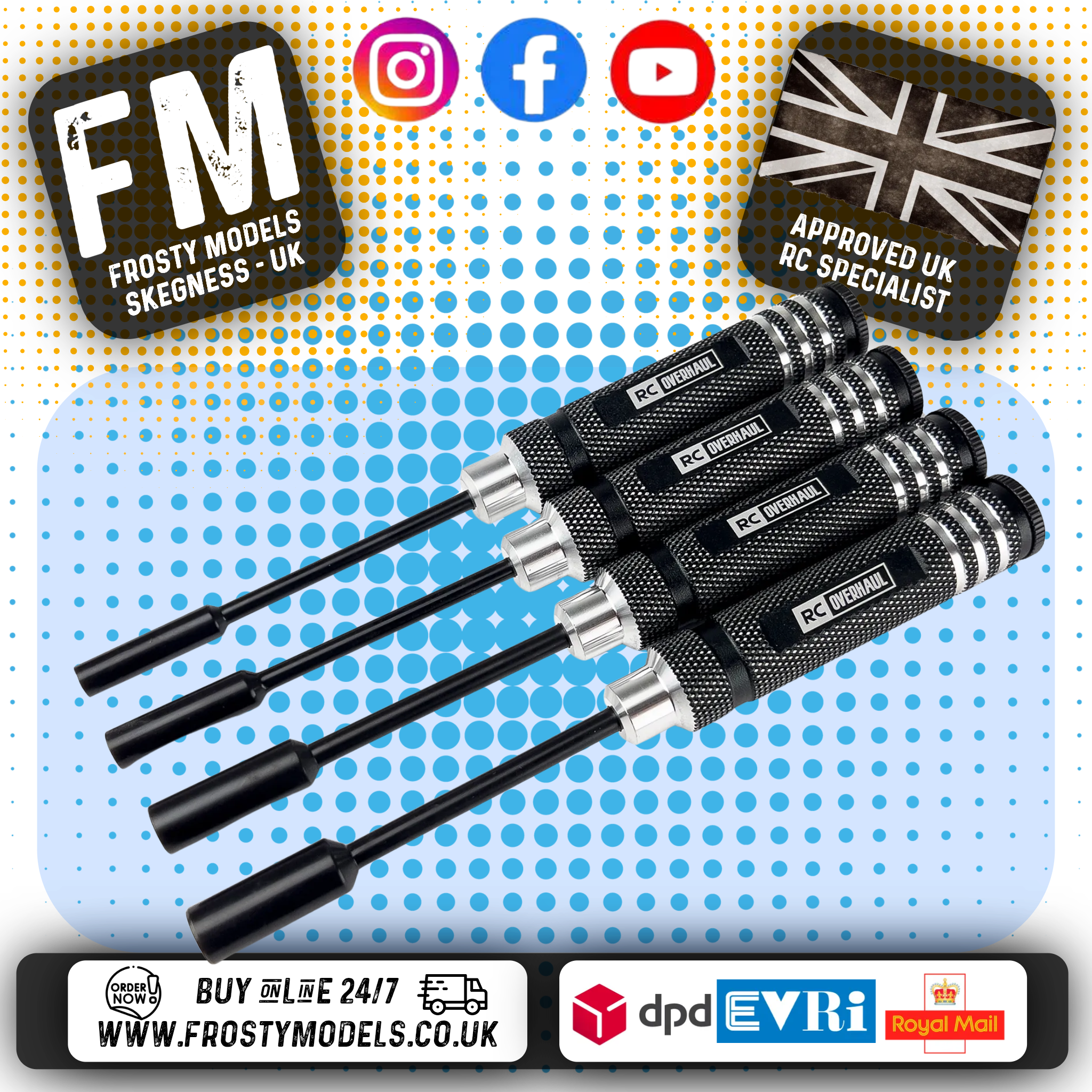RC Overhaul - RC Tools Alloy Nut Driver Set 4mm/5.5mm/7mm/8mm (Black) T-RCO-TL002N