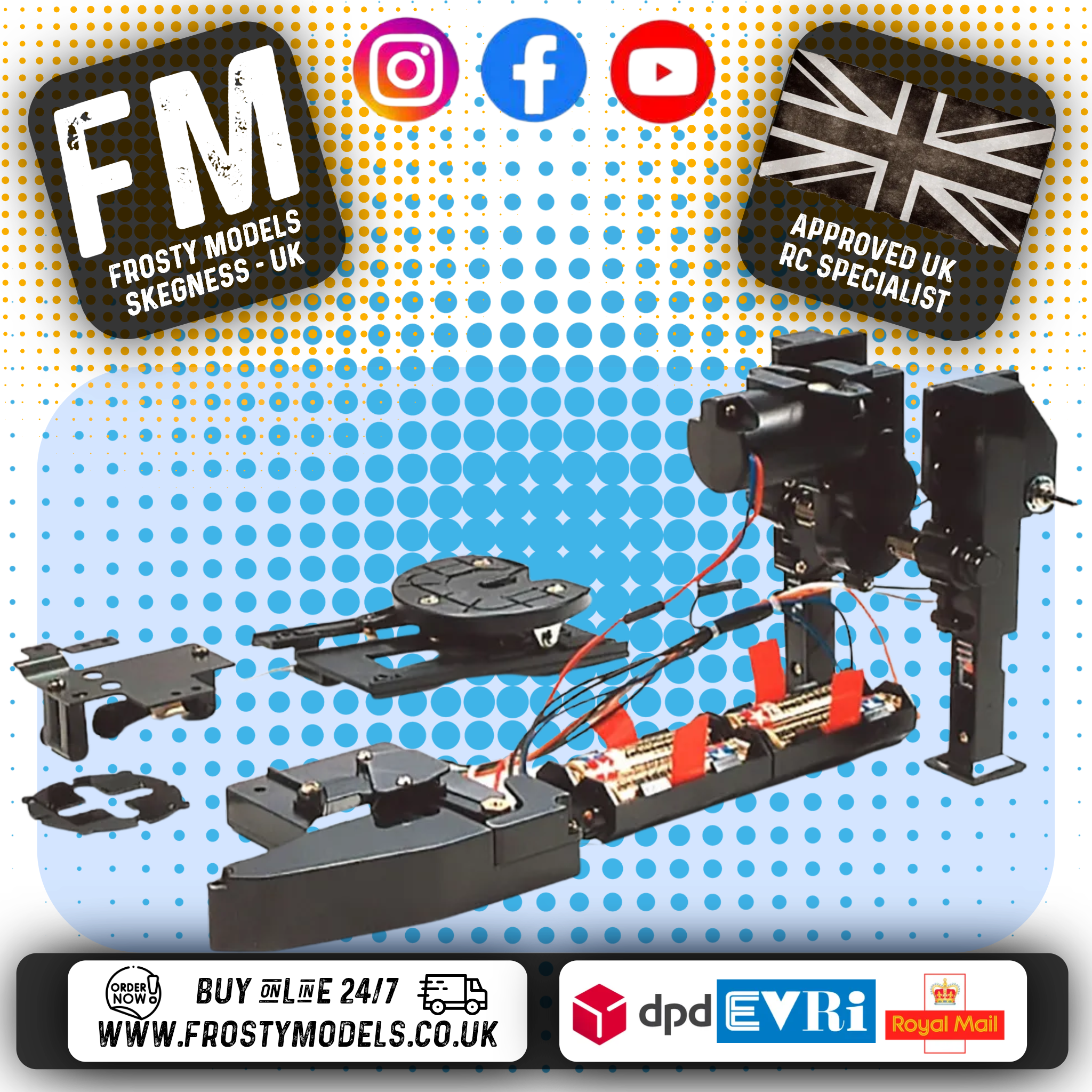TAMIYA 56505 - RC 1/14 Tractor Truck - MOTORIZED TRAILER SUPPORT LEGS KIT (Servo Required)