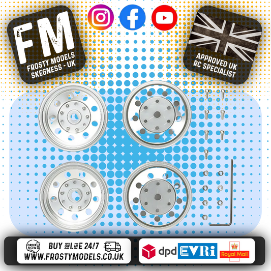 TAMIYA 56518 - RC 1/14 Tractor Truck Parts - METAL PLATED REAR WHEELS (4pcs - 2 When Built)