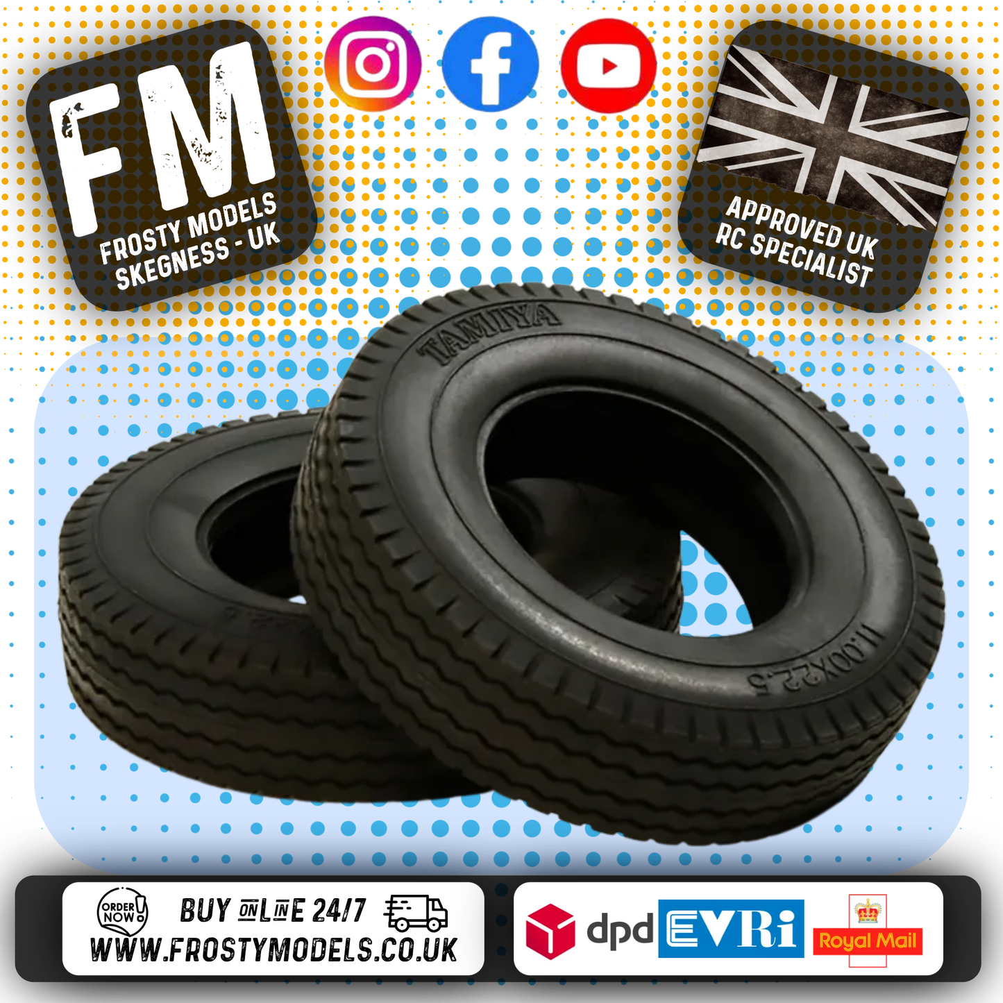 TAMIYA 56527 - RC 1/14 Tractor Truck TRUCK TIRES (2PCS) HARD 22MM Width