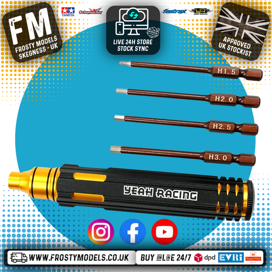 Yeah Racing - 4 In 1 Hex RC Screwdriver Wrench 1.5, 2, 2.5, 3.0mm Black Gold - YT-0209