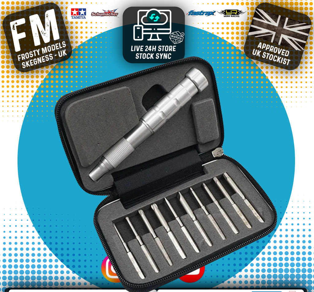 YEAH RACING - Aluminum Screwdriver set W/ Hex Philip Flat Screw Bits & Case - YT-0145