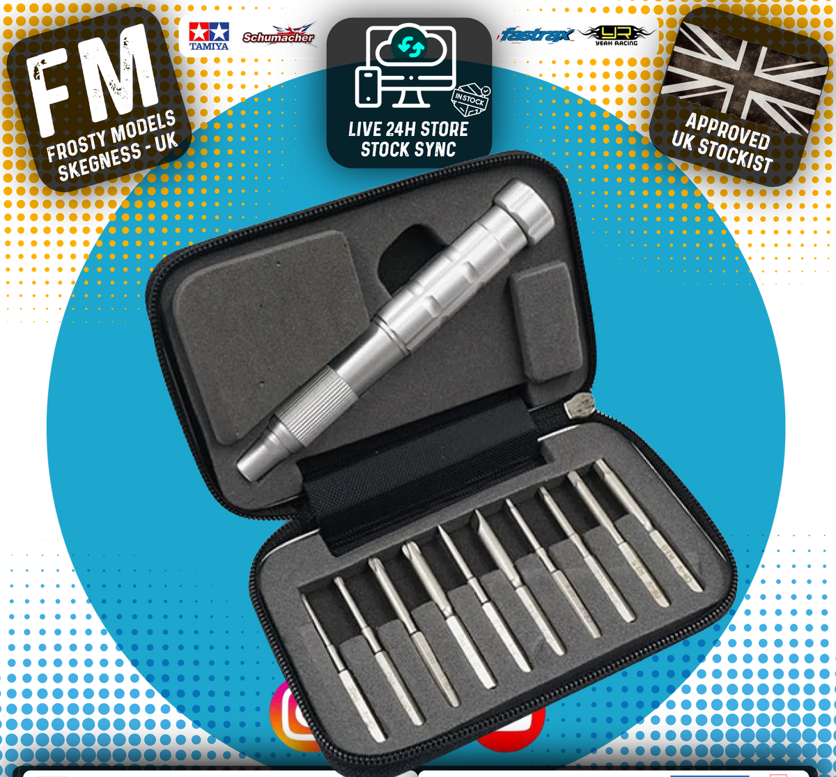 YEAH RACING - Aluminum Screwdriver set W/ Hex Philip Flat Screw Bits & Case - YT-0145