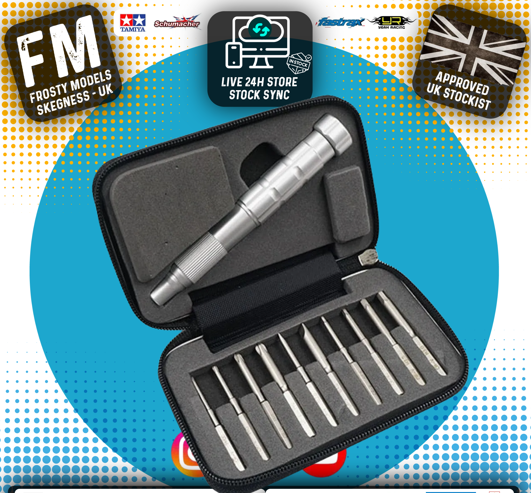YEAH RACING - Aluminum Screwdriver set W/ Hex Philip Flat Screw Bits & Case - YT-0145