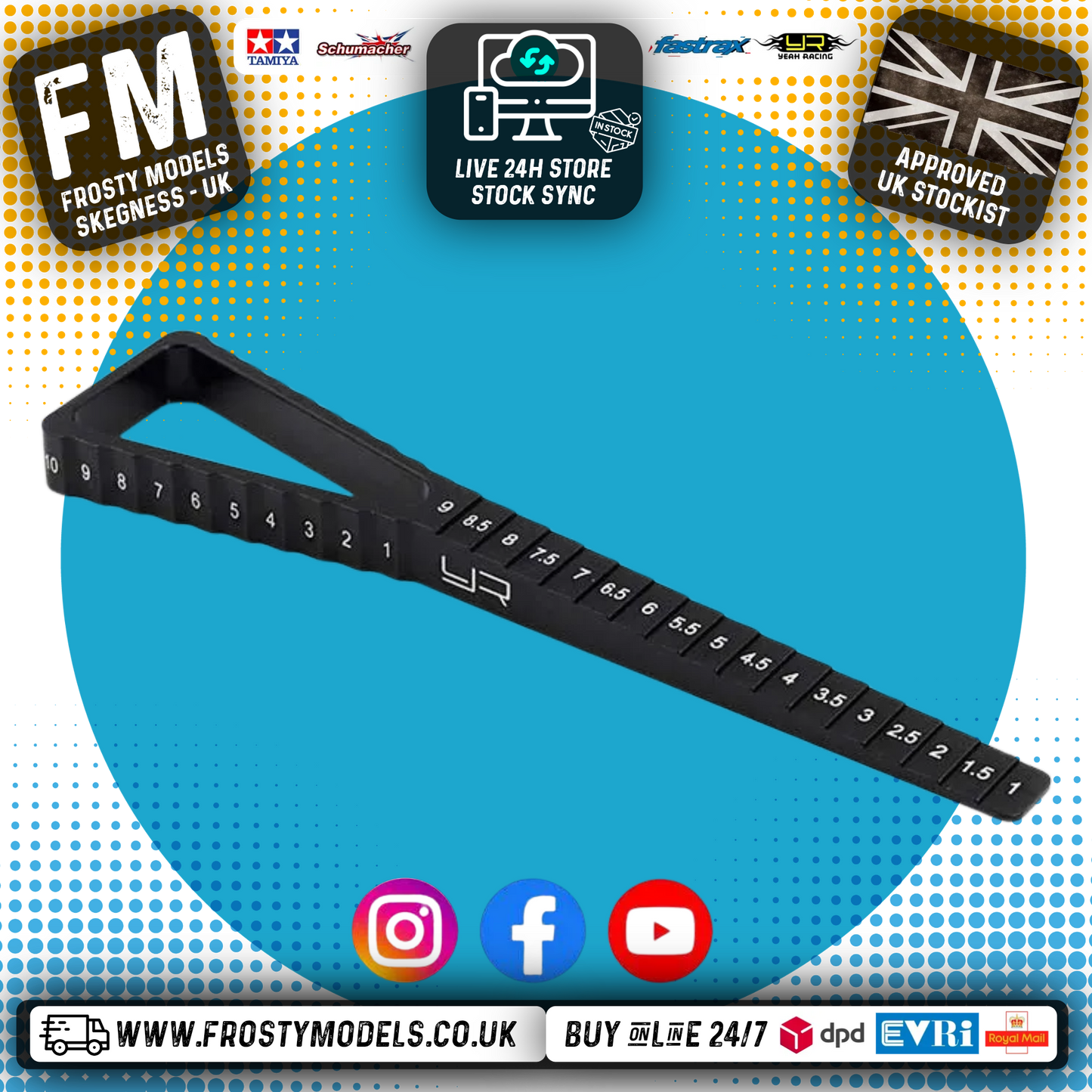 Yeah Racing - 2 in 1 Ride Height & Droop Gauge (BK) for 1/10 cars from 1mm (BLACK) - YT-0055BK