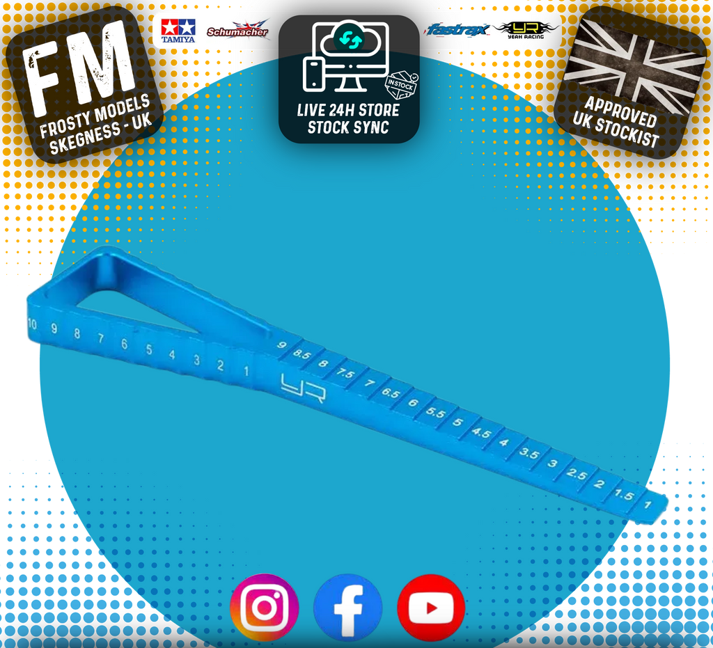 Yeah Racing - 2 in 1 Ride Height & Droop Gauge (BK) for 1/10 cars from 1mm (BLUE) - YT-0055BU