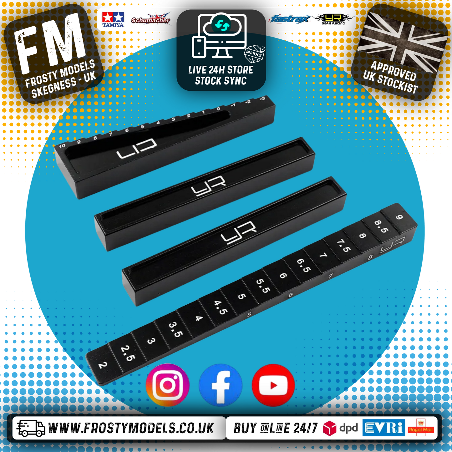 Yeah Racing - RC Drop Gauge & Blocks, Ride Height Set (BLACK) for 1:10th Touring Cars - YT-0025BK