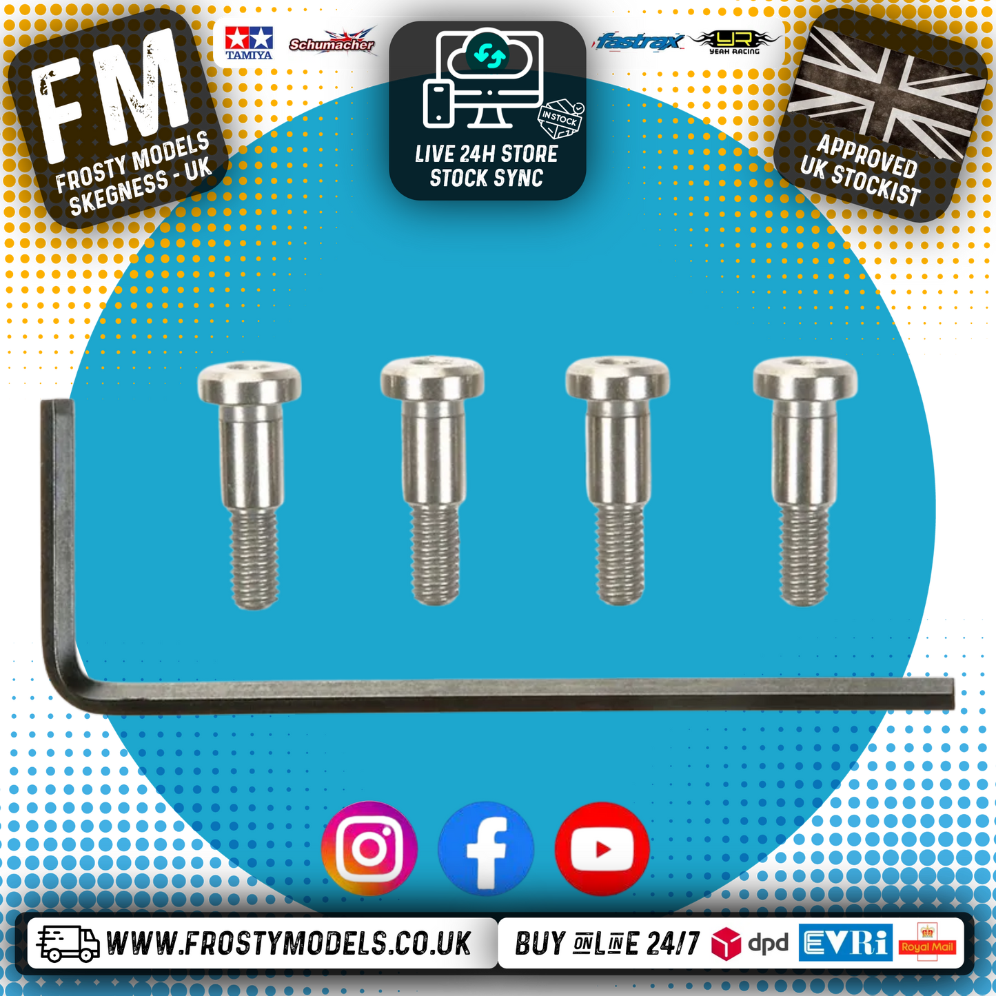 TAMIYA 54409 - RC LOW FRICTION STEP SCREW (TT01E, TT01D, TT02, TT02D, TT02S, M05, M06, MF-01X, DF02, TT02B, DT02 and DT03 Chassis)