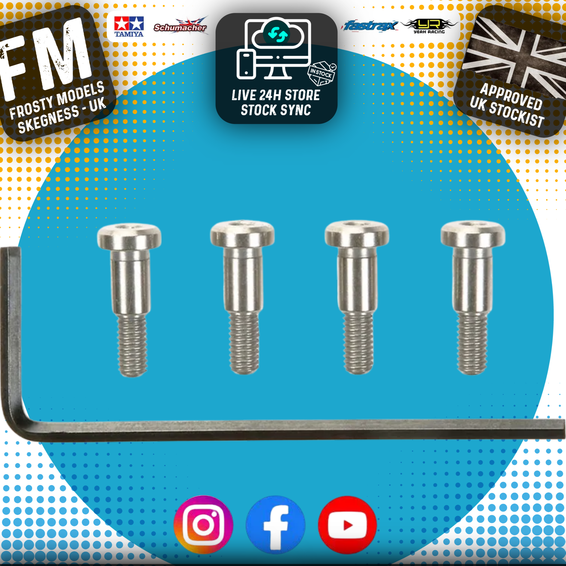TAMIYA 54409 - RC LOW FRICTION STEP SCREW (TT01E, TT01D, TT02, TT02D, TT02S, M05, M06, MF-01X, DF02, TT02B, DT02 and DT03 Chassis)