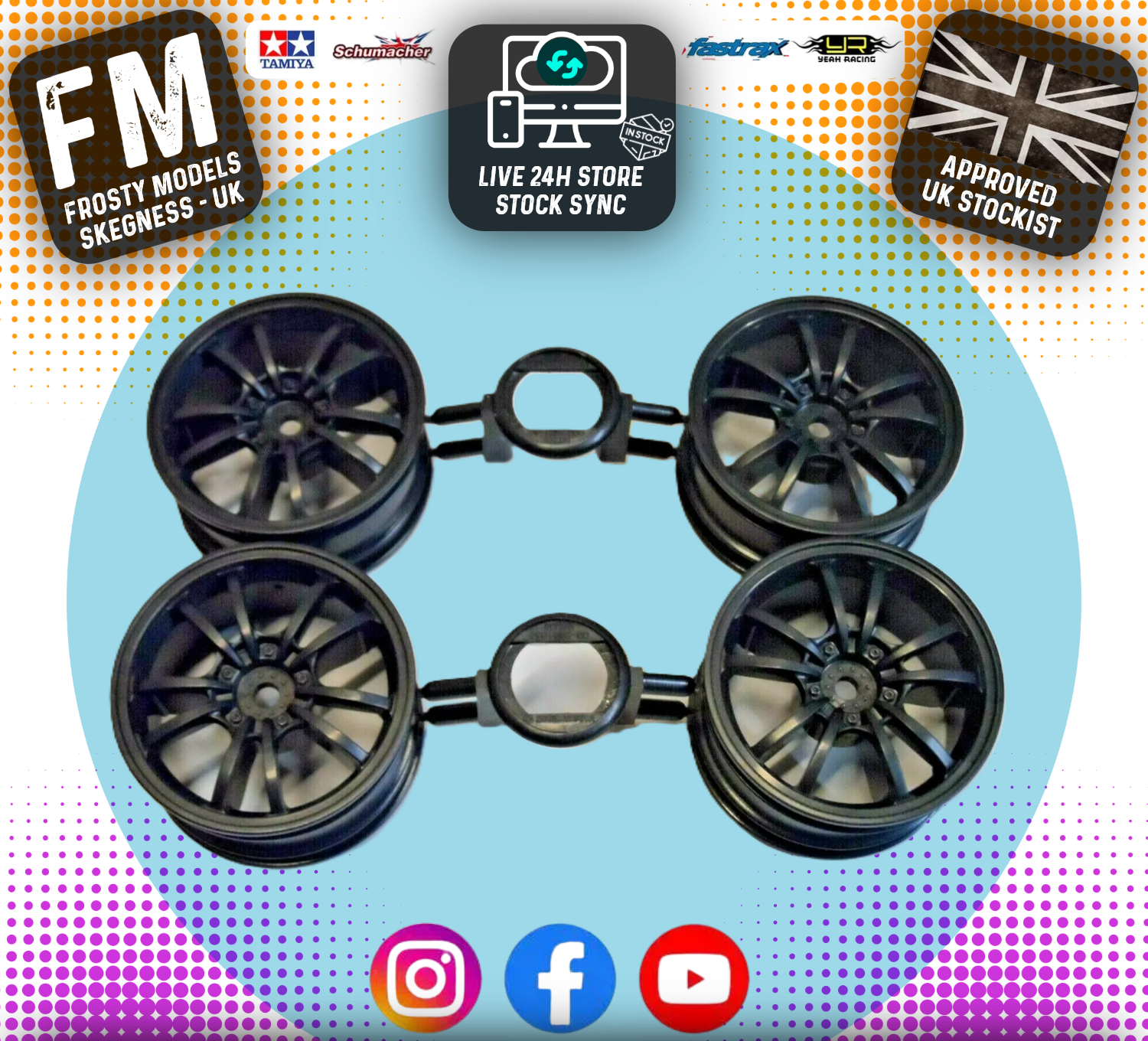TAMIYA - RC 1/10 TOURING CAR WHEELS (25mm wide) - 10 SPOKE (BLACK) (4PCS