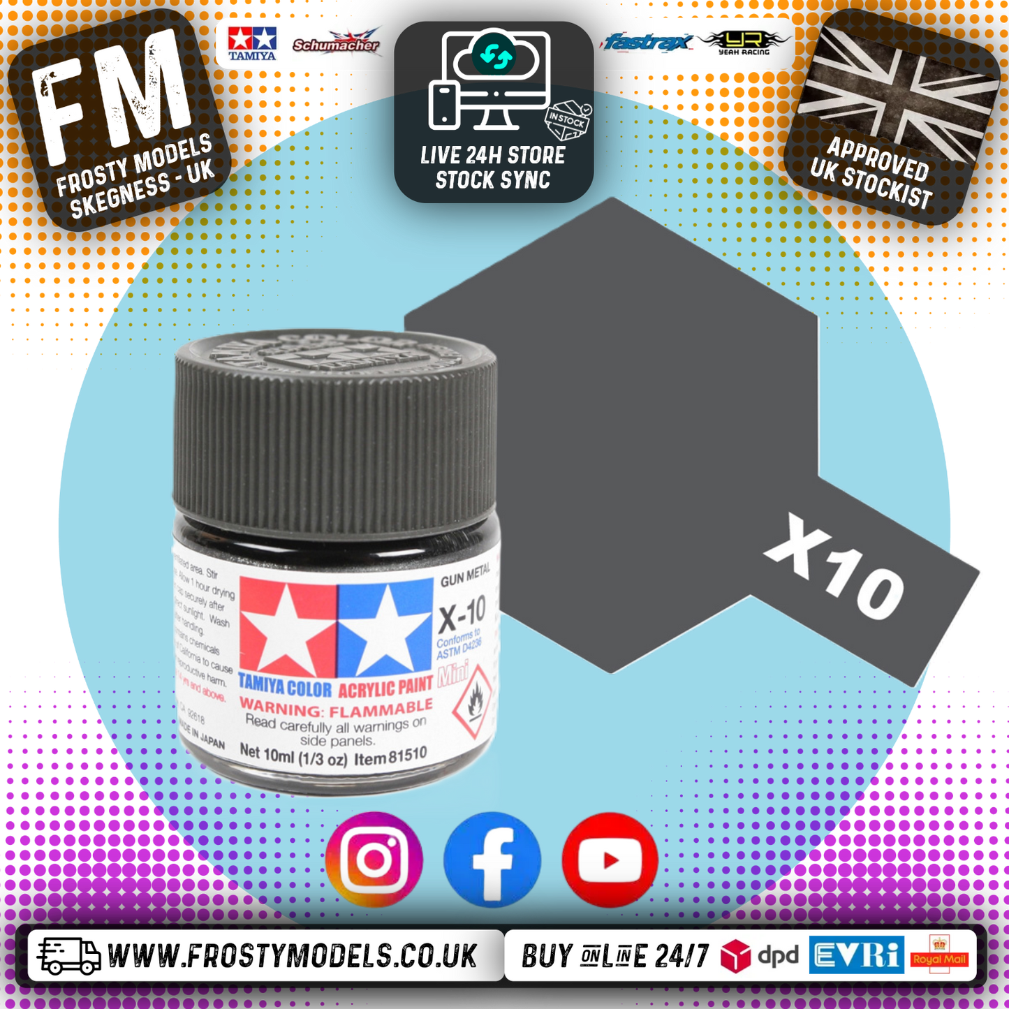 TAMIYA - X ACRYLIC GLOSS HAND/AIRBRUSH PAINT (10ML) X1 TO X34 ALL COLOURS LISTING