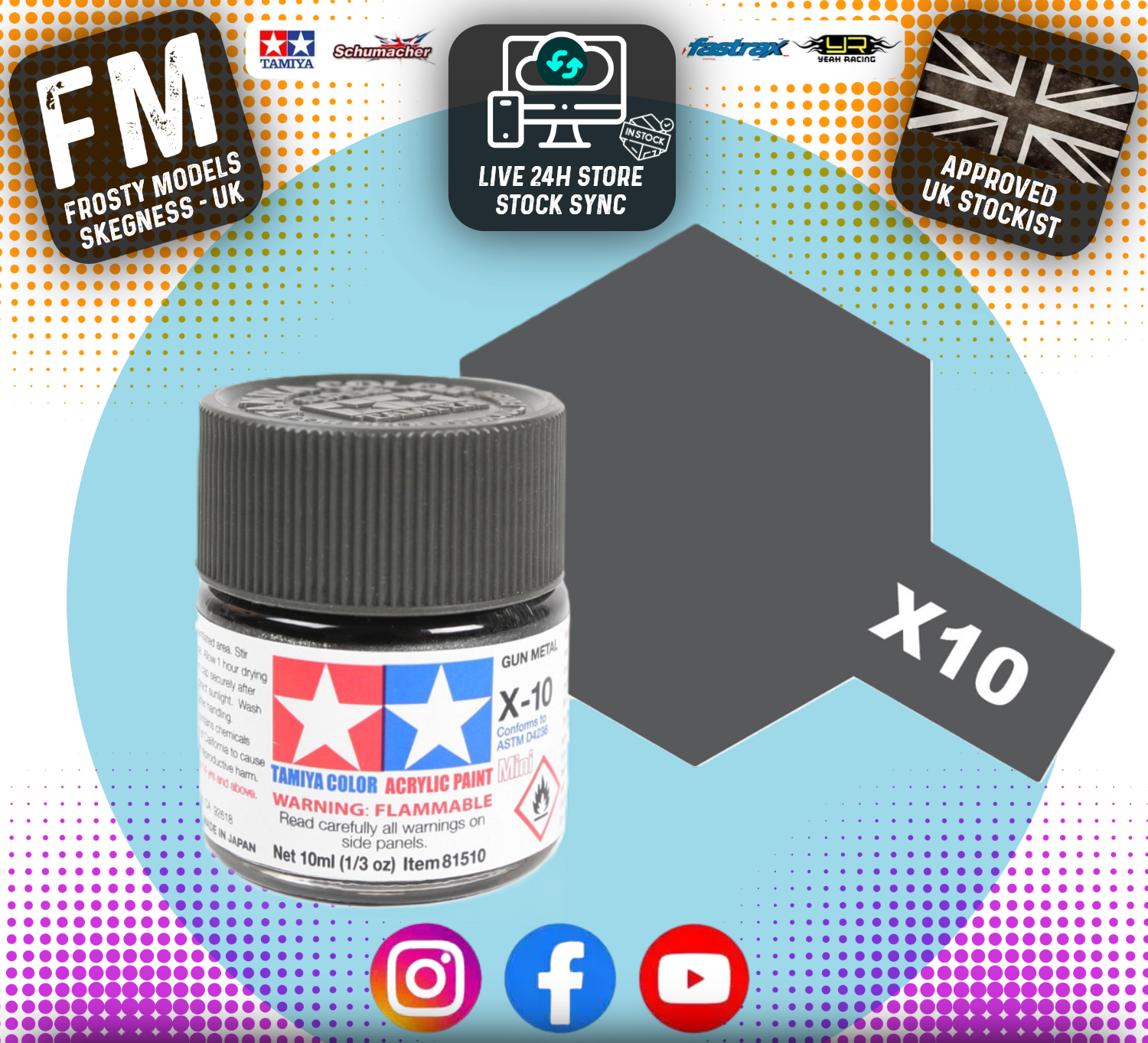 TAMIYA - X ACRYLIC GLOSS HAND/AIRBRUSH PAINT (10ML) X1 TO X34 ALL COLOURS LISTING