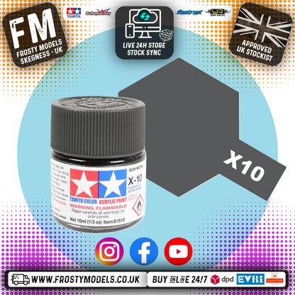 TAMIYA - X ACRYLIC GLOSS HAND/AIRBRUSH PAINT (10ML) X1 TO X34 ALL COLOURS LISTING