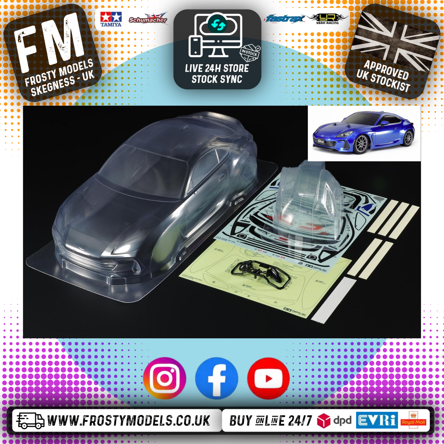 TAMIYA - Body Set Subaru BRZ (ZD8) 190MM WIDE - 1/10TH RC CAR BODY (WITH WHEELBASE 257mm - FITS ALL TT02, TT01 ETC) 300051677
