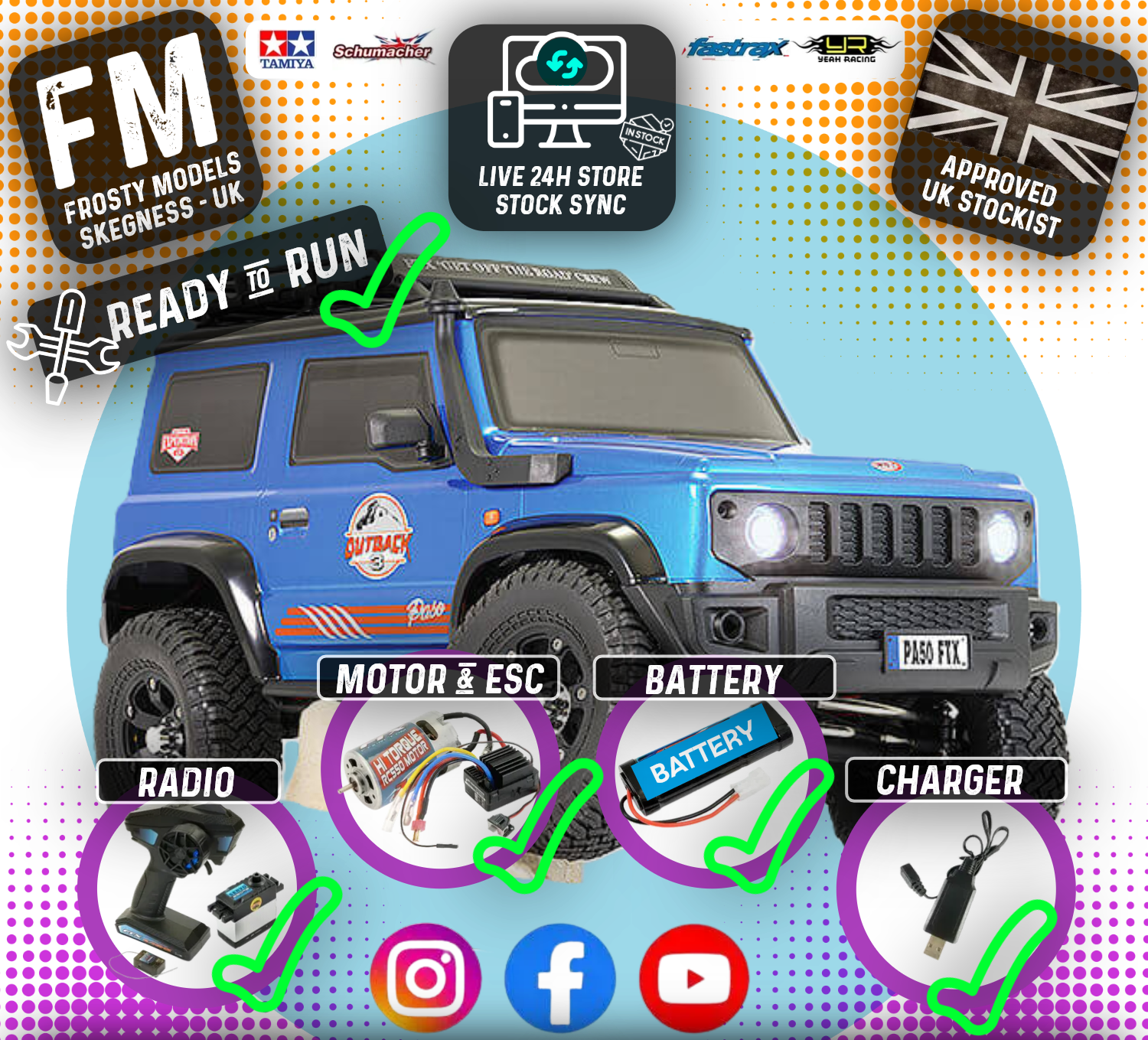 FTX - OUTBACK 3.0 PASO RC RTR 1:10 RC TRAIL ROCK CRAWLER - BLUE - FTX5593B