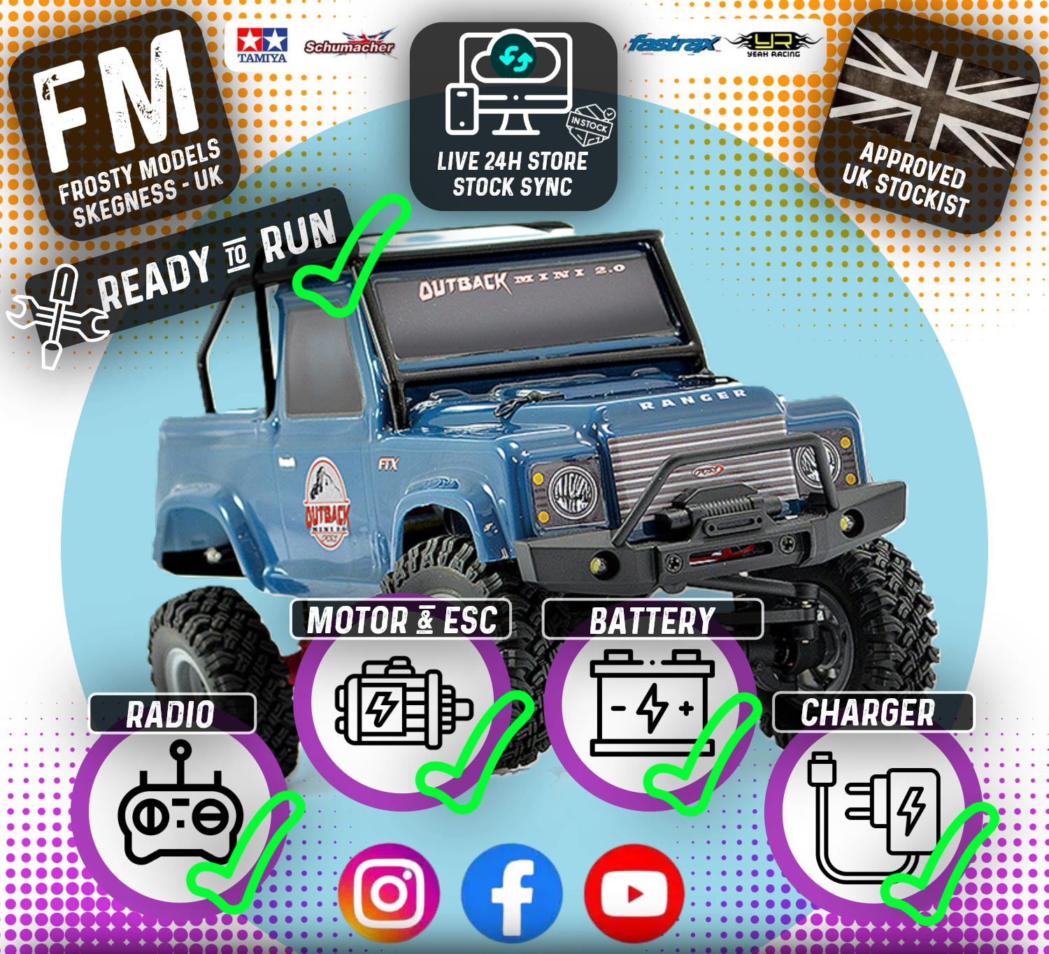 FTX - OUTBACK MINI (1:24TH SCALE) 2.0 RANGER - READY-TO-RUN - DARK BLUE - FTX5507DB