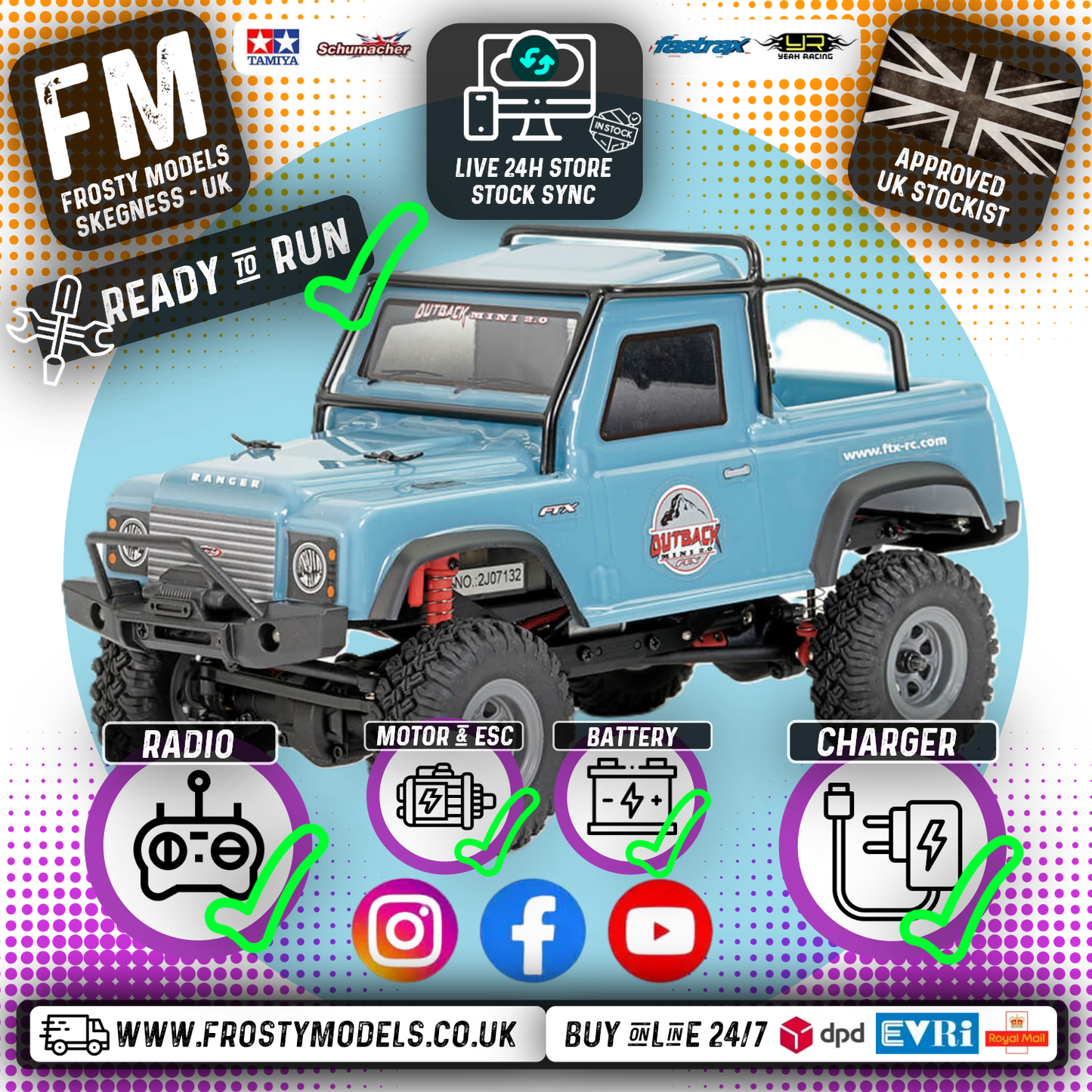 FTX - OUTBACK MINI (1:24TH SCALE) 2.0 RANGER - READY-TO-RUN - LIGHT BLUE - FTX5507LB