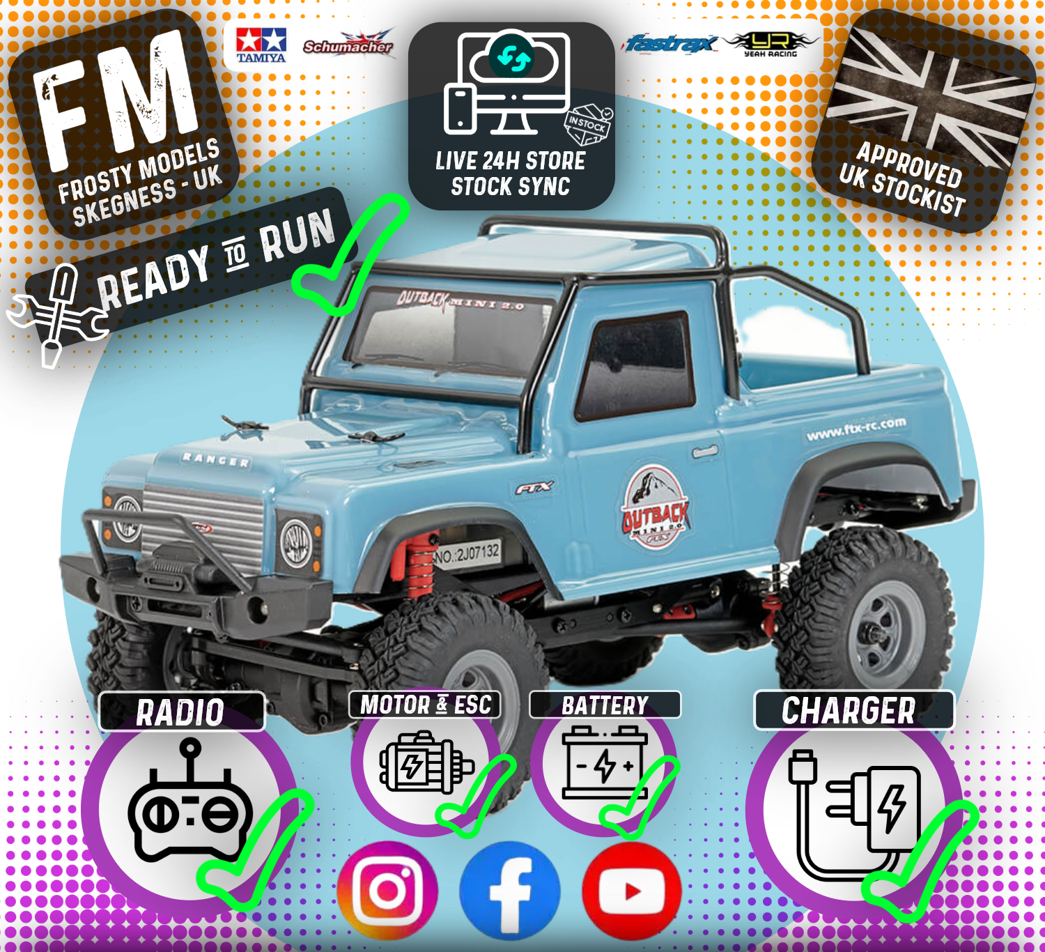 FTX - OUTBACK MINI (1:24TH SCALE) 2.0 RANGER - READY-TO-RUN - LIGHT BLUE - FTX5507LB