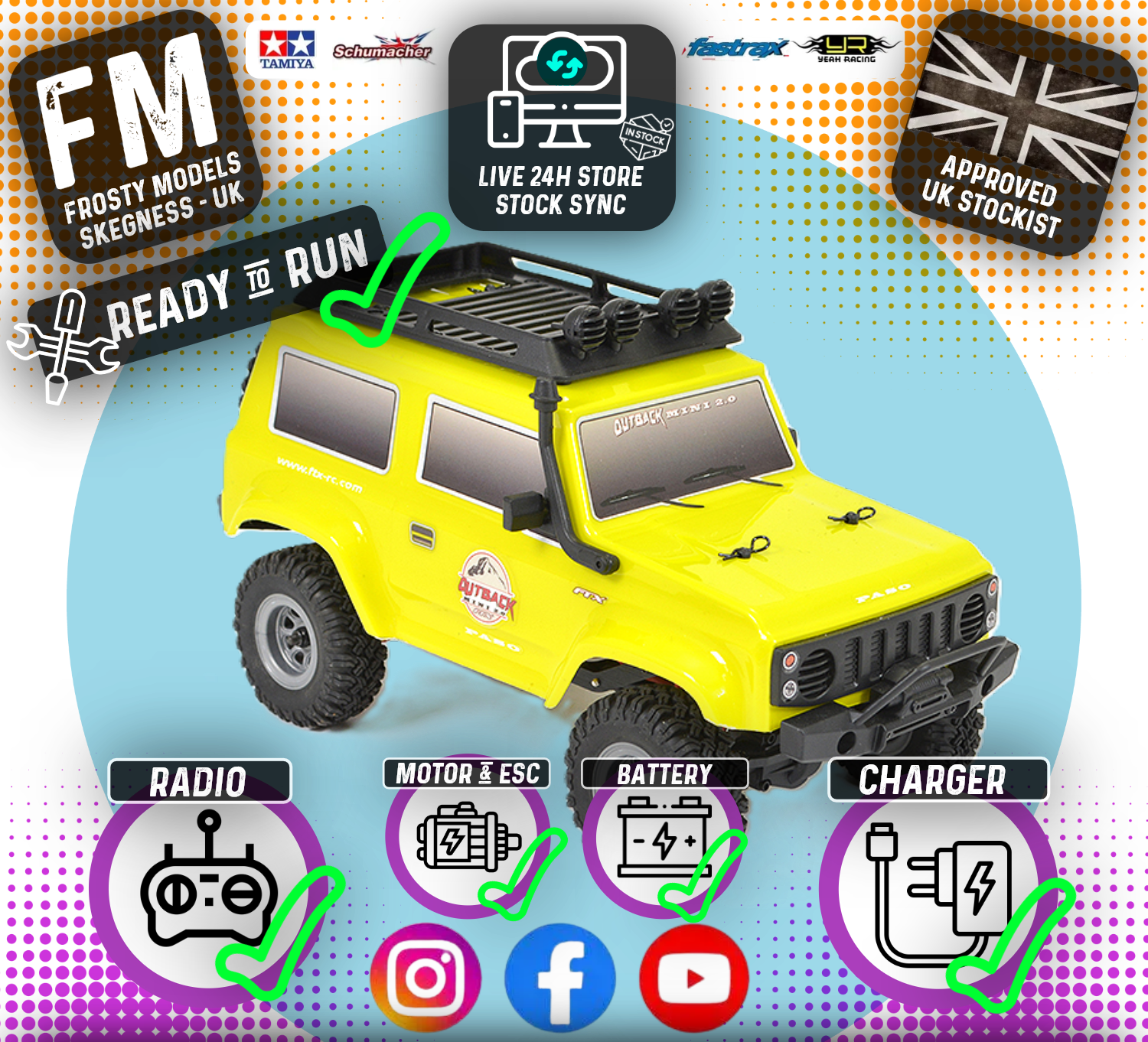 FTX - OUTBACK MINI (1:24TH SCALE) 2.0 PASO - READY-TO-RUN W/PARTS- YELLOW - FTX5508Y
