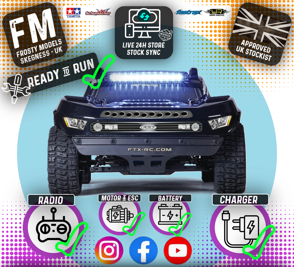 FTX - APACHE 1/10 BRUSHLESS TROPHY (SHORT COURSE) RC 4WD TRUCK RTR W/LIPO & BALANCE CHARGER - BLUE - FTX5498B