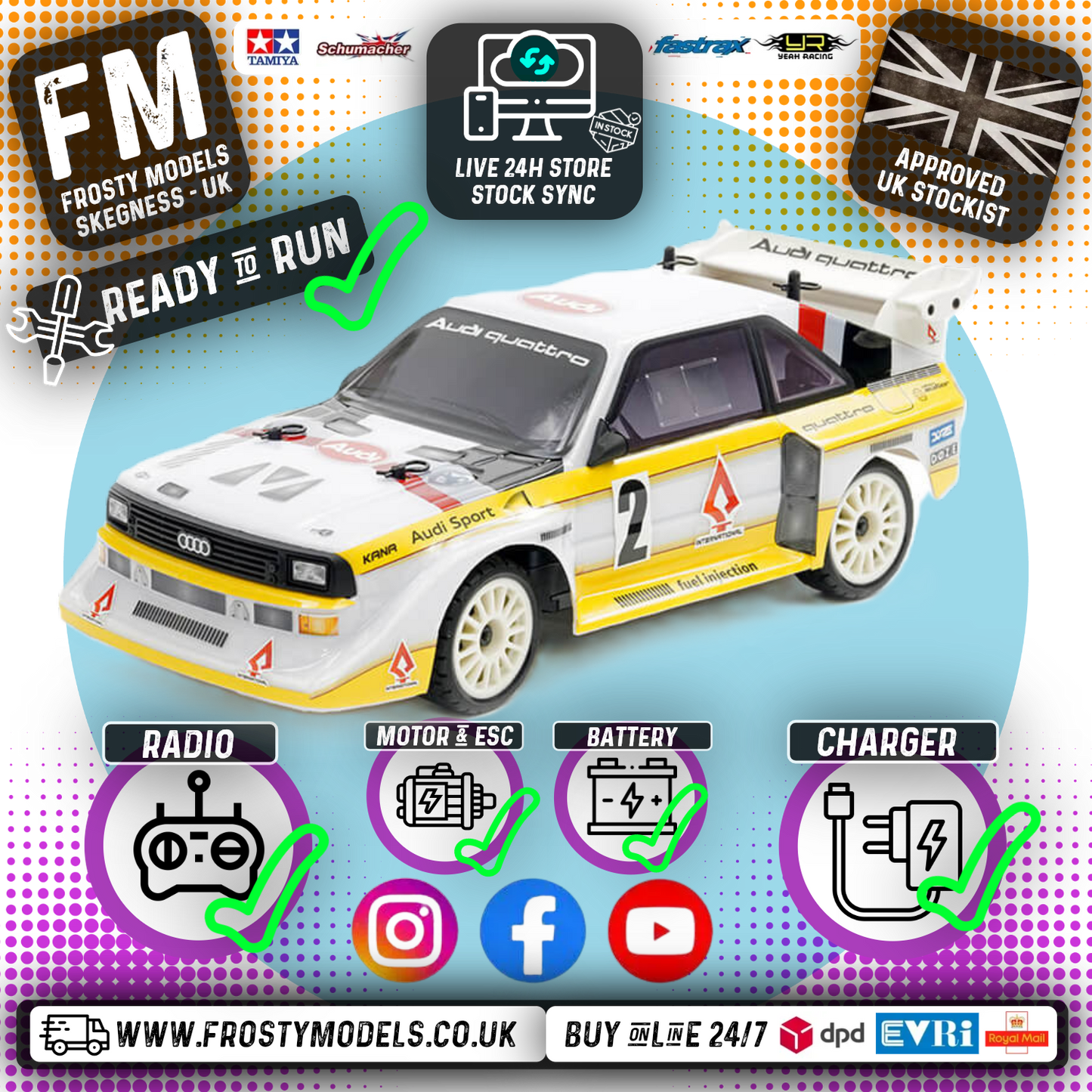 CARISMA - GT24 2.0 AUDI SPORT QUATTRO S1 1985 - 1/24 (MICRO SCALE BRUSHLESS MOTOR) Ready To Race - CA88468