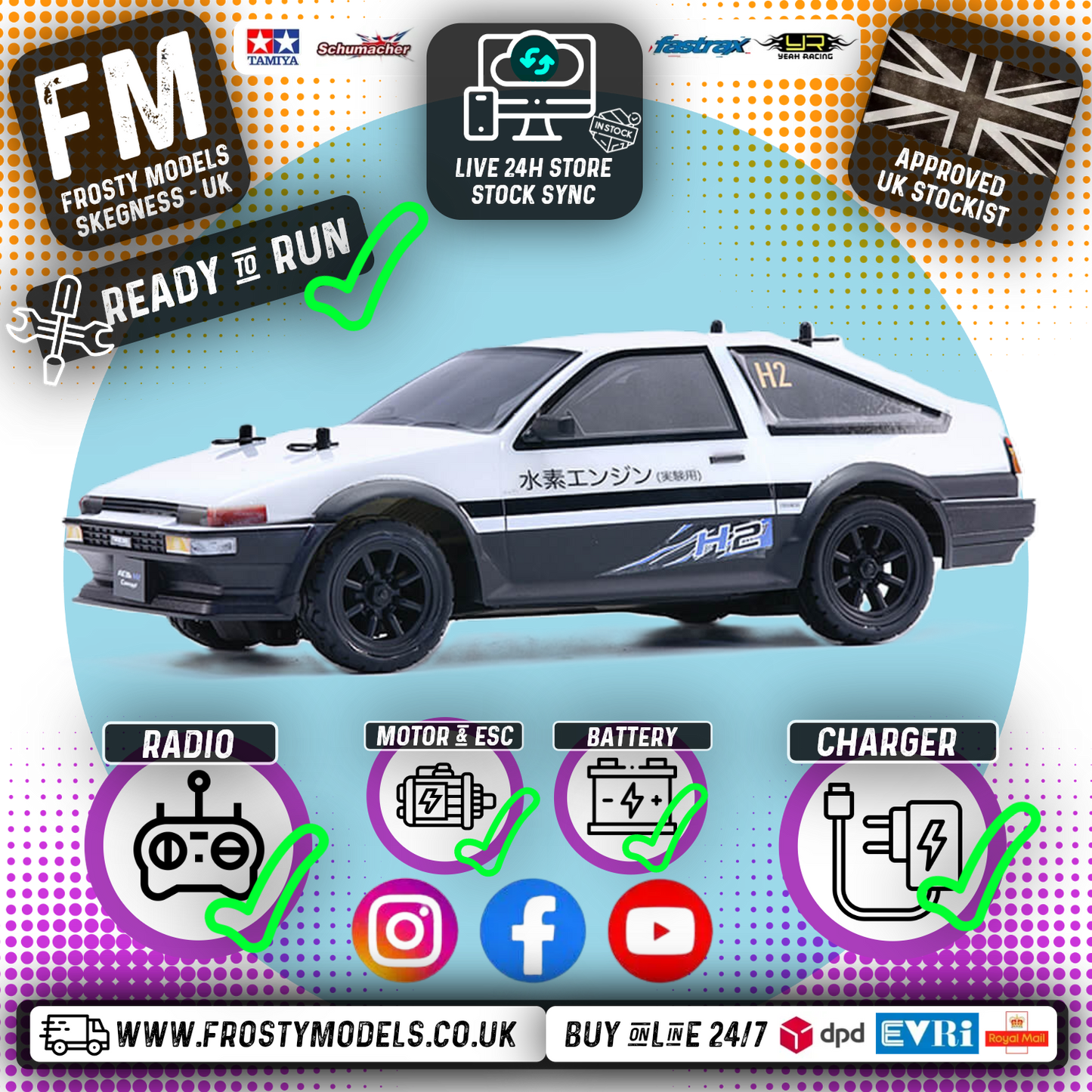 CARISMA - GT24 TOYOTA AE86 H2 CONCEPT - 1/24 (MICRO SCALE BRUSHLESS MOTOR) Ready To Race - CA88868