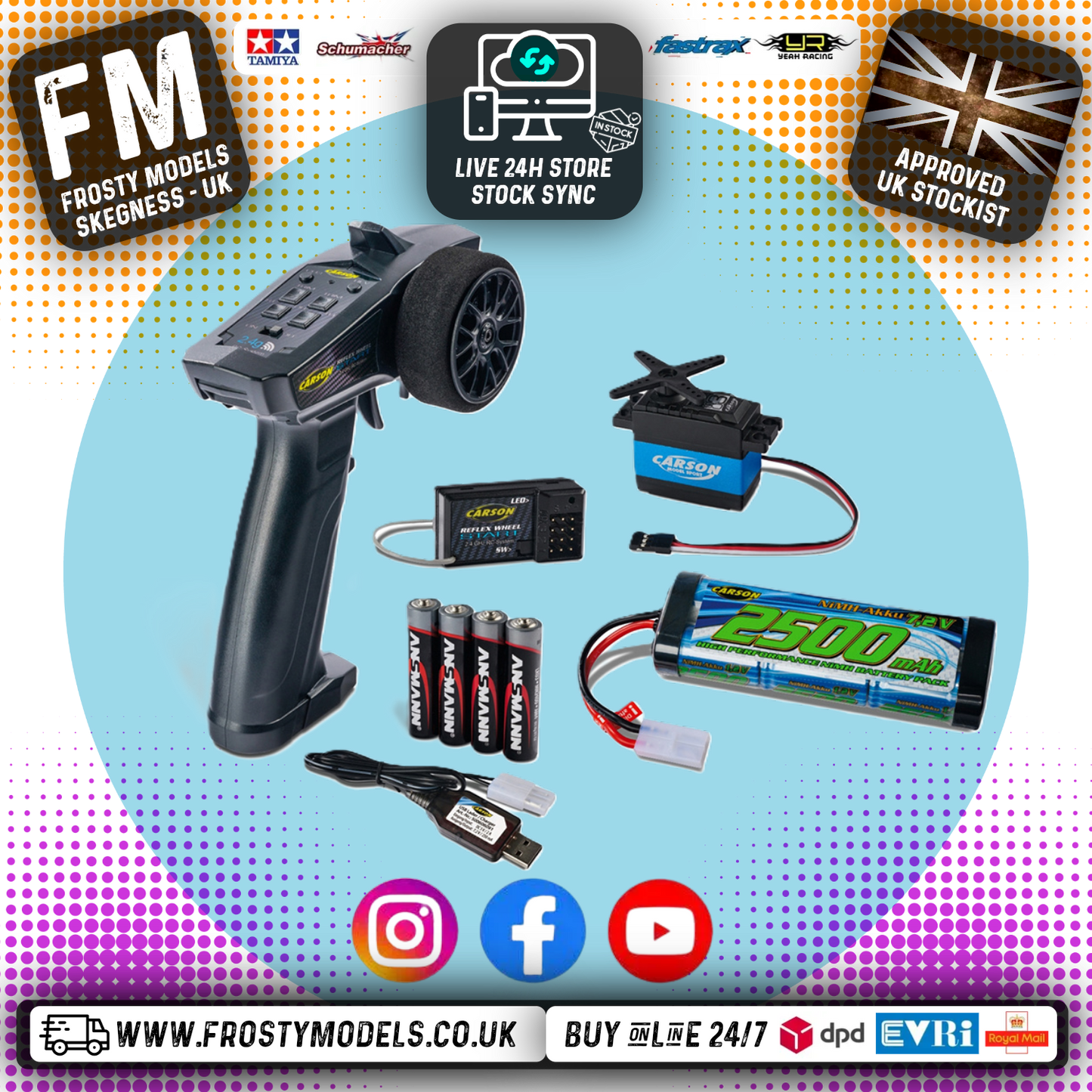 Carson - RC Starter Set Combo - Reflex Radio, Servo, Batteries & Charger - C500099