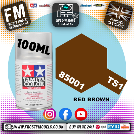 TAMIYA - TS SPRAY PAINT - TS-1 (TS1) Red Brown - (For ABS Models - Do not use on Clear RC Car Bodies)