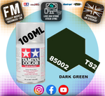 TAMIYA - TS SPRAY PAINT - Ts-2 (TS2) Dark Green - (For ABS Models - Do not use on Clear RC Car Bodies)