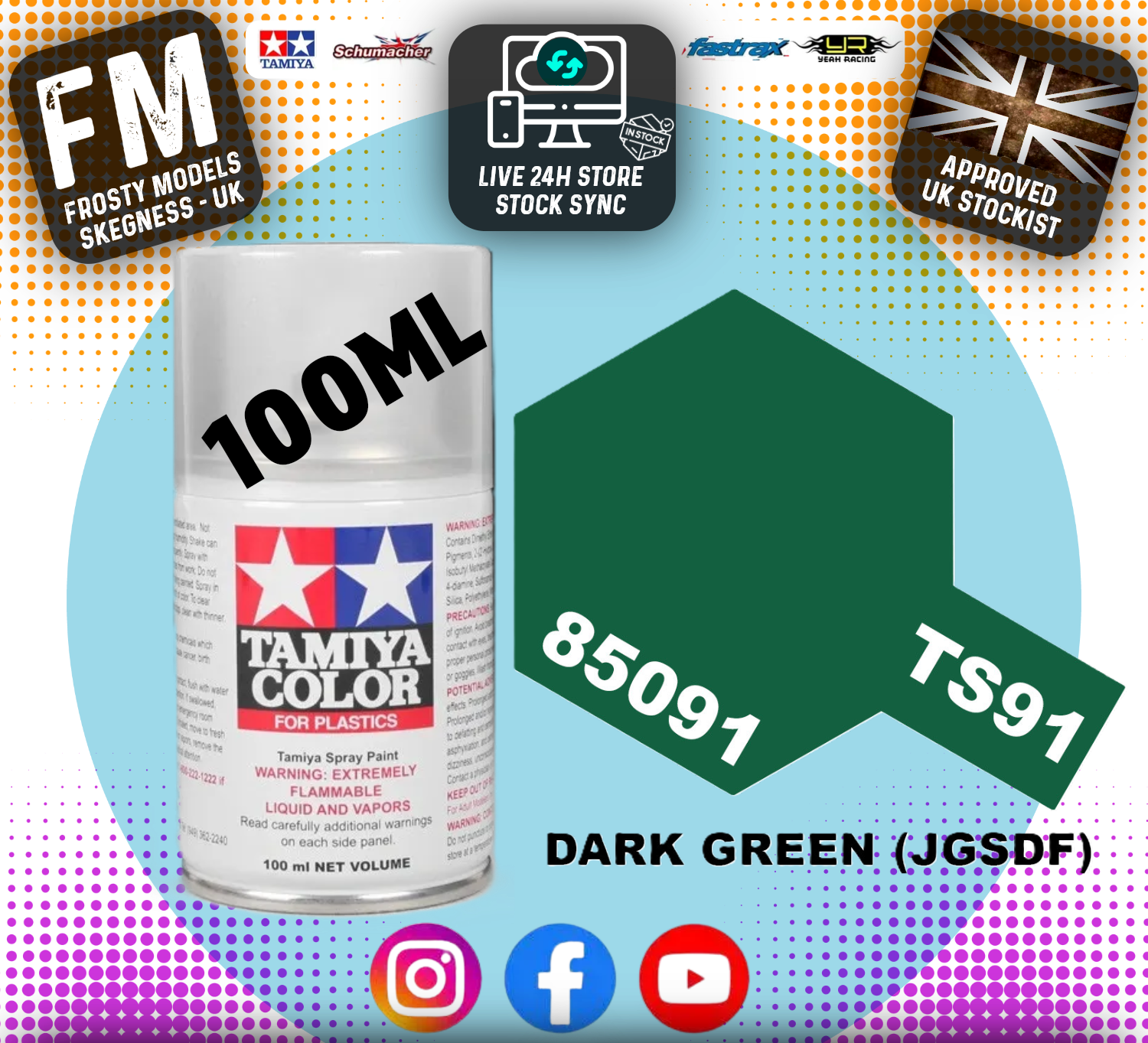TAMIYA - TS SPRAY PAINT - TS91 Dark Green (JGSDF)