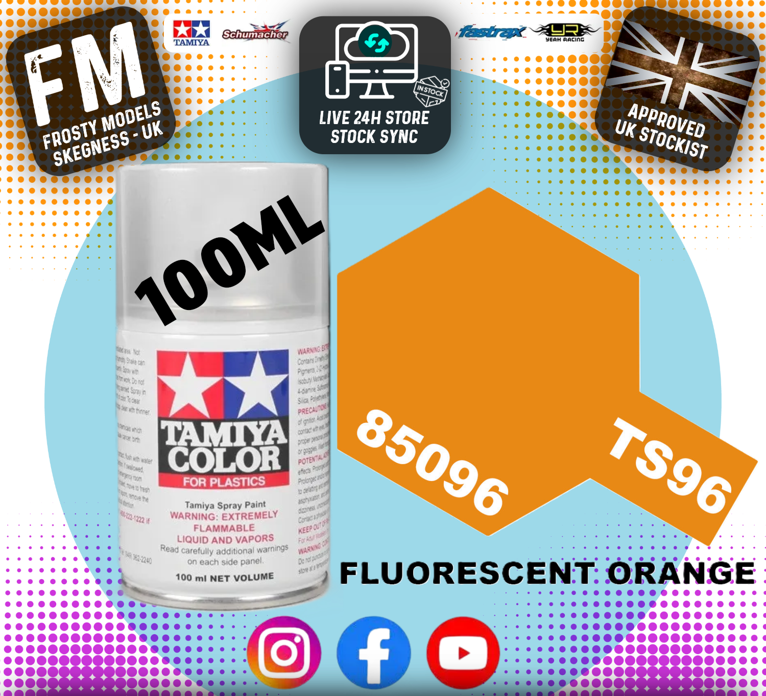 TAMIYA - TS SPRAY PAINT - Ts96 Fluorescent Orange