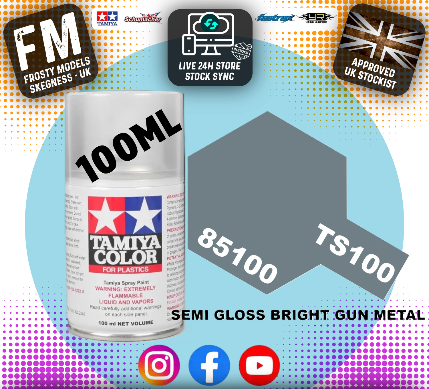 TAMIYA - TS SPRAY PAINT - Ts100 Sg Bright Gun Metal