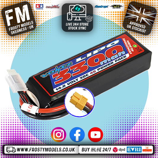 VOLTZ - 3300MAH 14.8V 4S - 30C LIPO BATTERY W/ XT60 PLUG (RC BUGGIES & TRUCKS) - VZ0433004SXT60