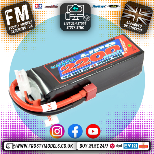 VOLTZ - 2200MAH 14.8V 4S - 30C LIPO (small profile) BATTERY W/ DEANS PLUG (RC BUGGIES & TRUCKS) - VZ0422004S