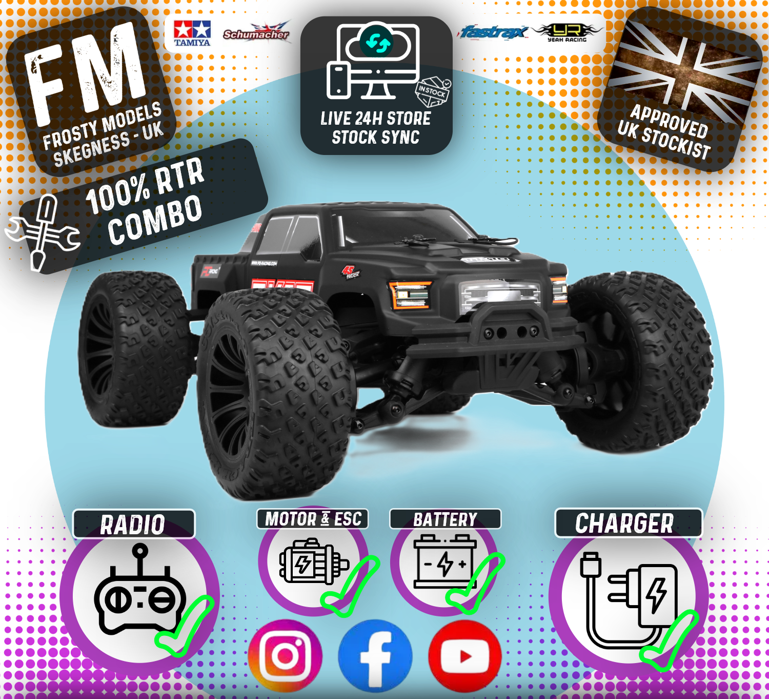 Starter Bundle Set - PD Racing Brushless (4S) TK10 RTR - With 4000mah 3S Lipo & Standard 3A 2-4S Charger