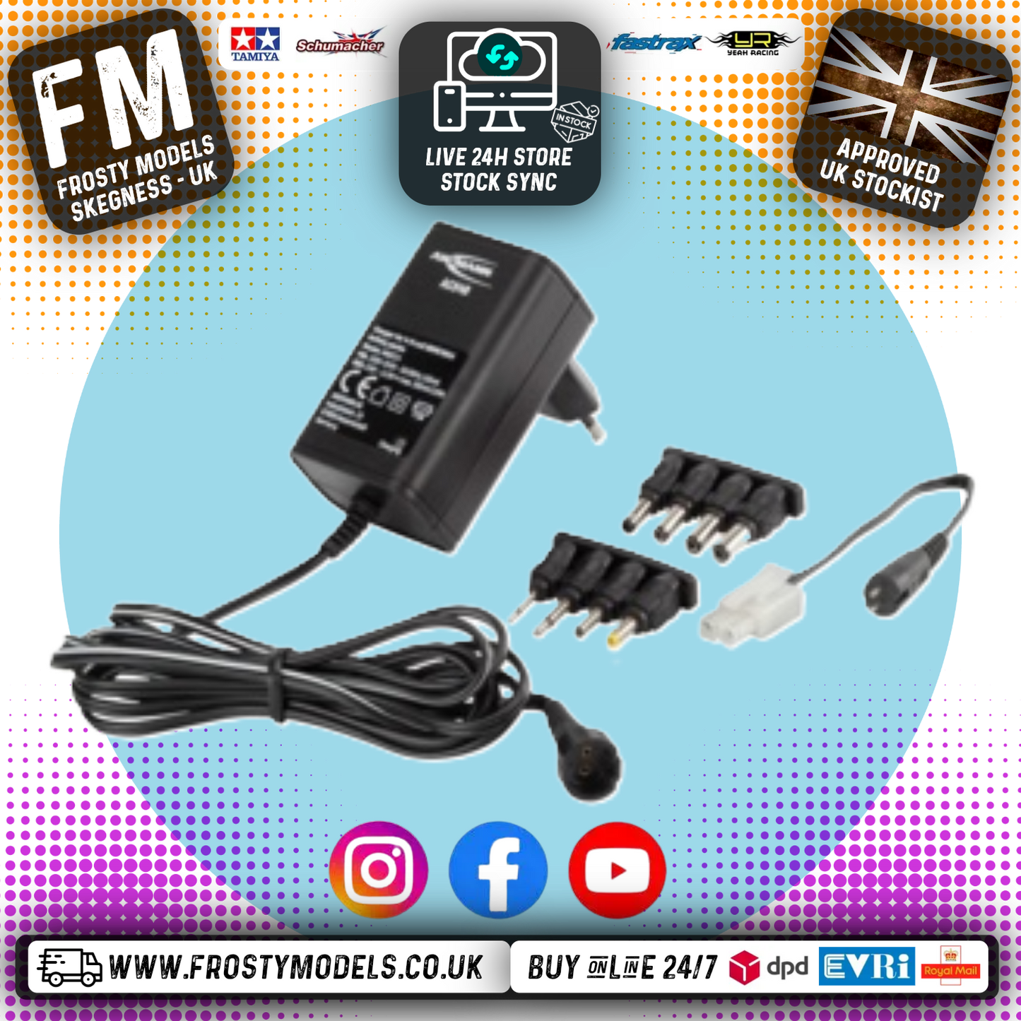 Ansmann - Radio Battery Charger for 4-8 cells NiMH/NiCd battery packs (4.8V-9.6V) adaptors included