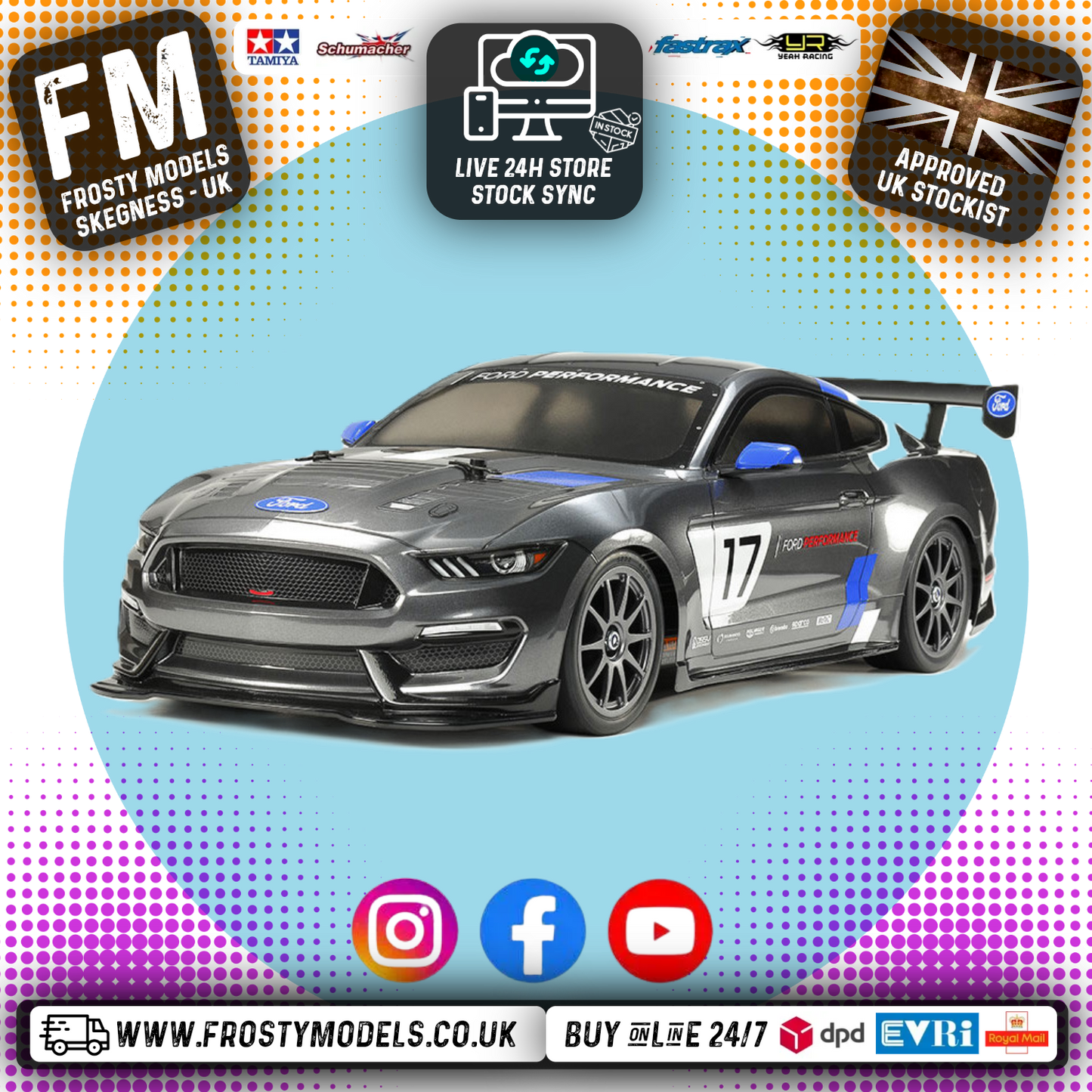 TAMIYA 58664 - Ford Mustang GT4 (TT02) 4WD 1/10 TOURING CAR (INC'S ESC & MOTOR ONLY)