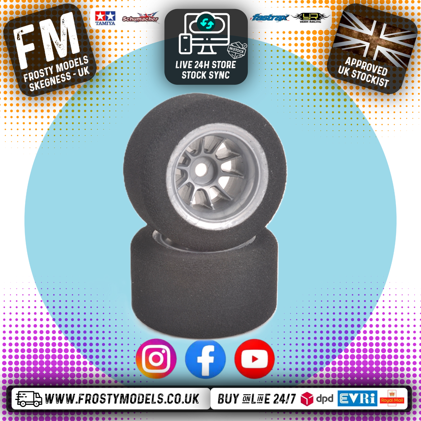 CONTACT - 1/10 RC F1 Front Foam Wheels & Tyres 45Sh Dia 59mm - JF1-45FA