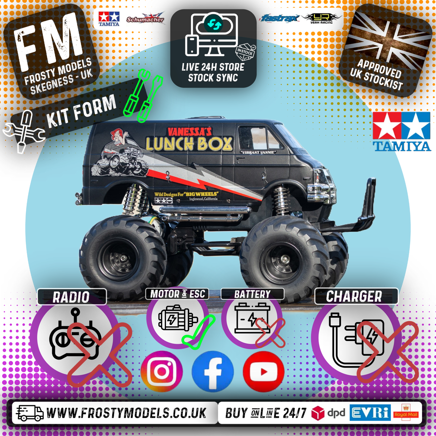 TAMIYA 58546 - LUNCH BOX KIT - 1/10 2WD TRUCK - (BLACK EDITION) INC's MOTOR & ESC)