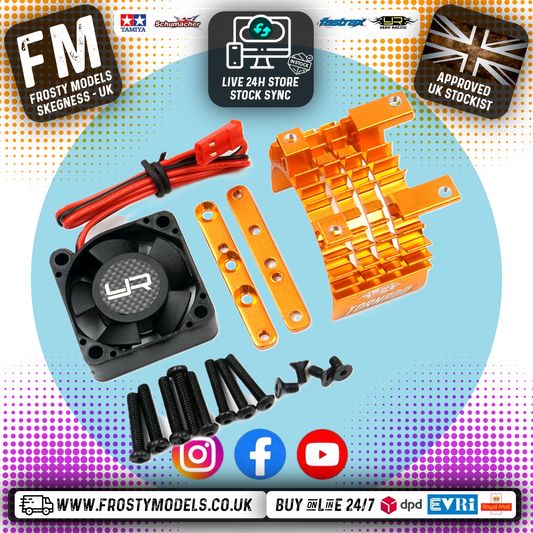 Yeah Racing - Aluminium 540 & 550 Motor Heat Sink w/Tornado High Speed Fan Orange - YA-0653OR