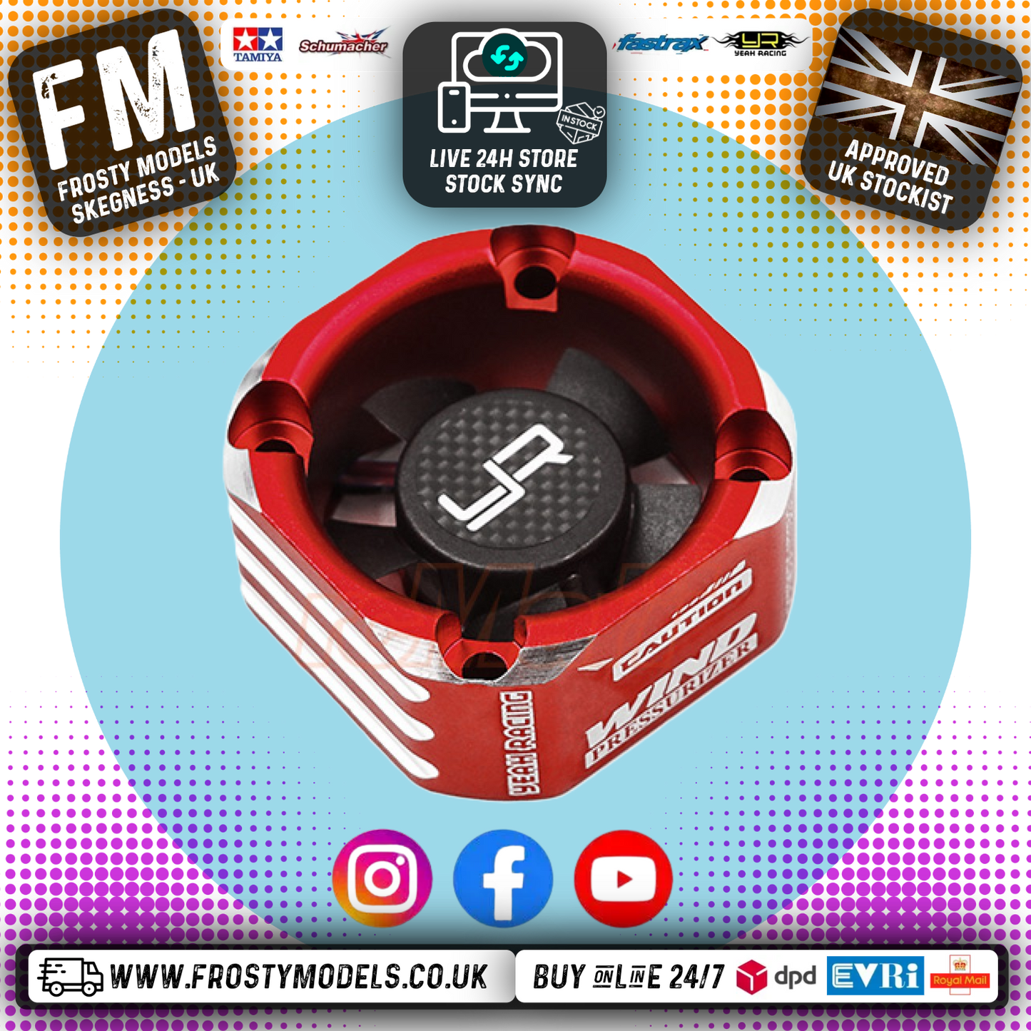 Yeah Racing - RC ALLOY 8.4V MAX Case 30mm Booster Cooling Fan RED - YA-0576RD