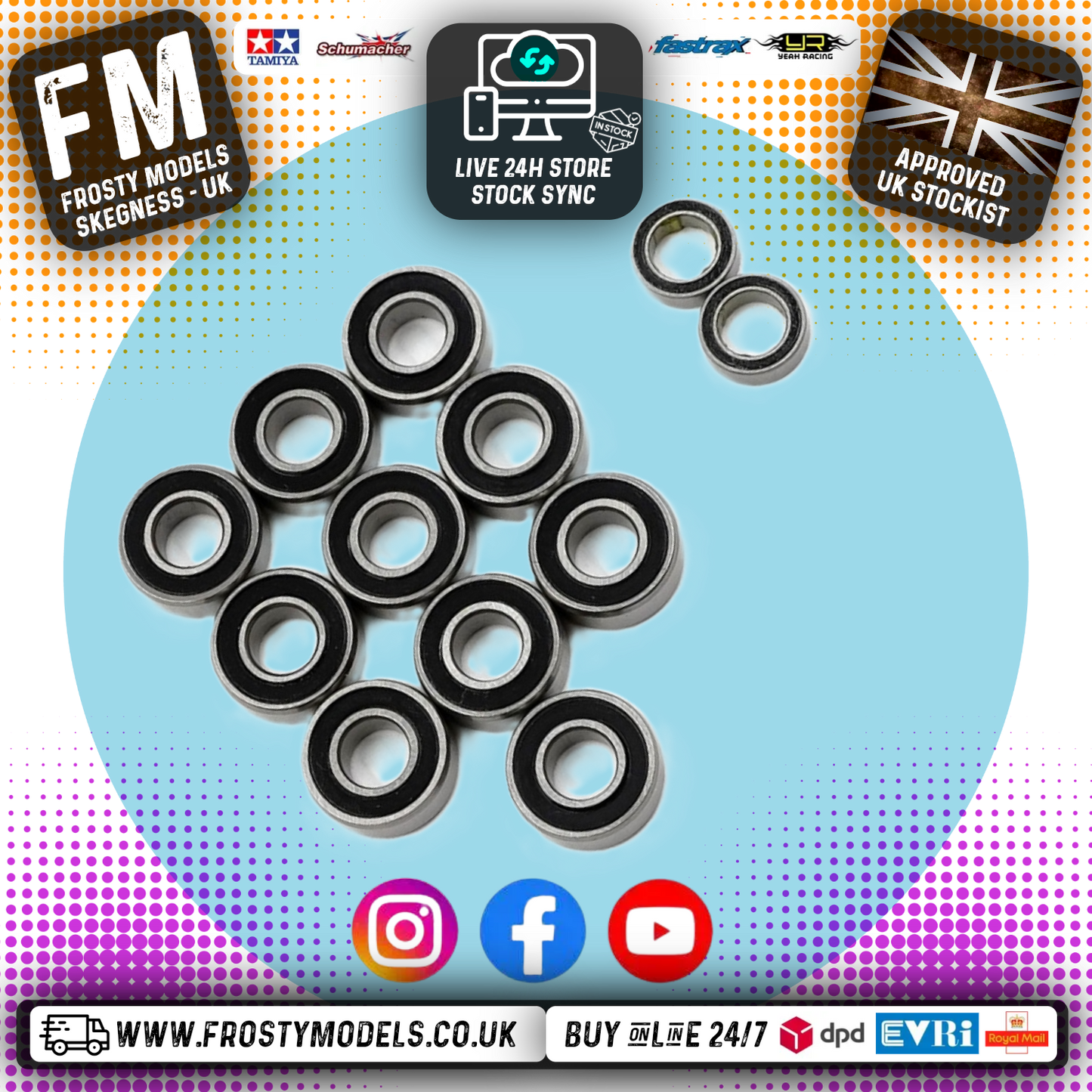 Yeah Racing - Steel Bearing Set (12pcs) For Tamiya Novafox - YBS-0050